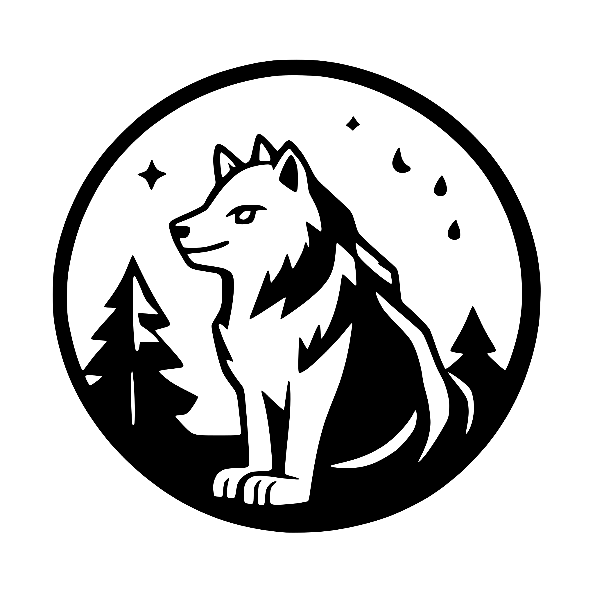 AI-generated SVG of a cute Wolf howling at the full moon