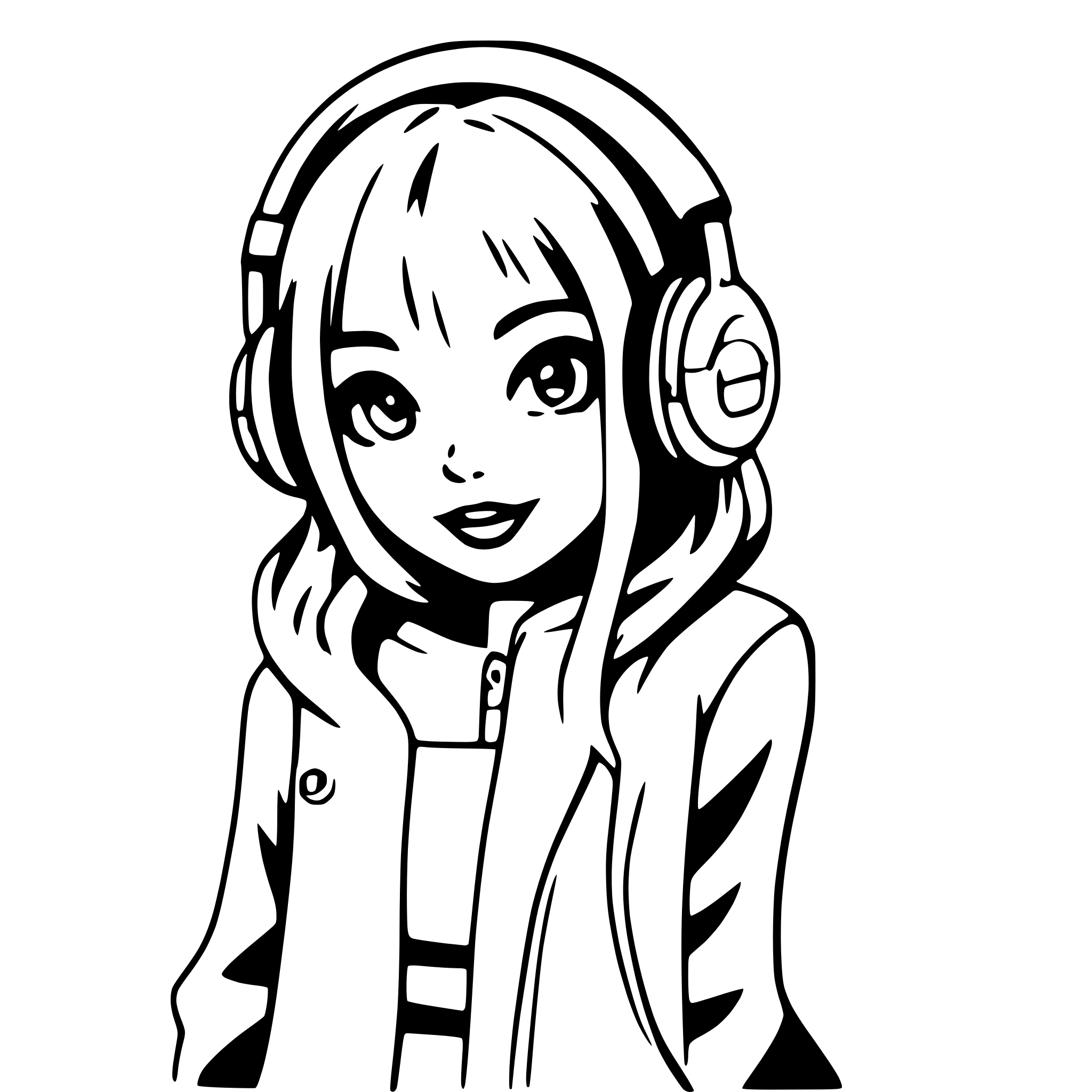 AI-generated SVG of 'girl with oversized headphones'
