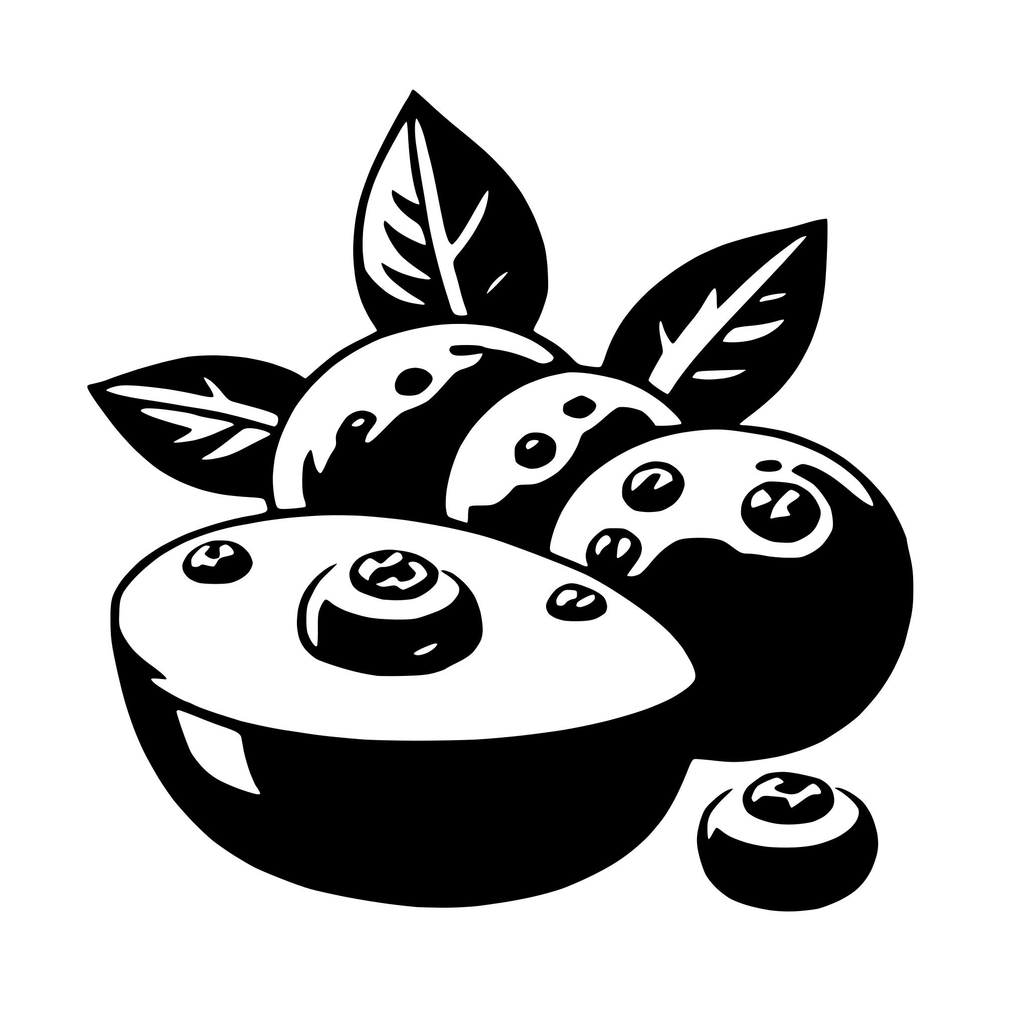 The SVG depicts a stylized illustration of a bowl filled with fruit, surrounded by additional fruit pieces. The bowl is centrally placed and appears to be made of a smooth, shiny material, possibly ceramic or glass. It has a simple, rounded shape with a small opening at the top, suggesting it is meant to hold the fruit.

The fruit pieces are depicted in a simplified, cartoon-like style, with exaggerated shapes and minimal detail. They are arranged in a way that suggests they have been casually placed around the bowl, with some pieces overlapping each other. The fruit pieces are not detailed enough to identify the specific type of fruit, but they have a glossy texture that gives the impression of freshness.

The overall impression is one of abundance and freshness, with the fruit pieces spilling out of the bowl, creating a sense of overflowing bounty. The SVG is likely intended for decorative purposes, such
