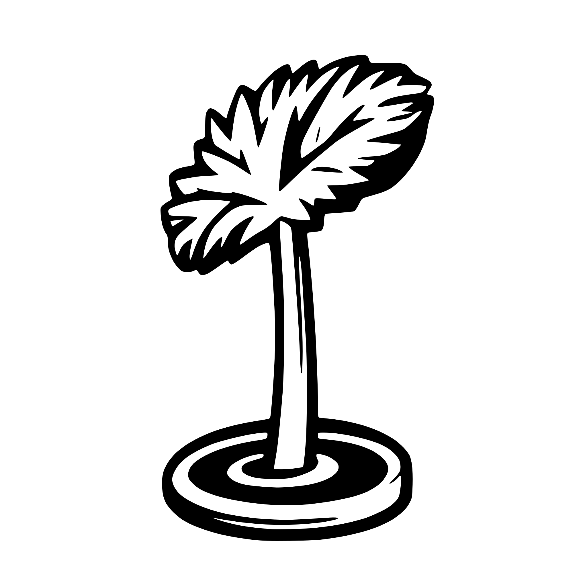 AI-generated SVG of a one simple palm tree with 6 separated leaves pointy leaved towards the ground without a base. leaves are pointy and sharp