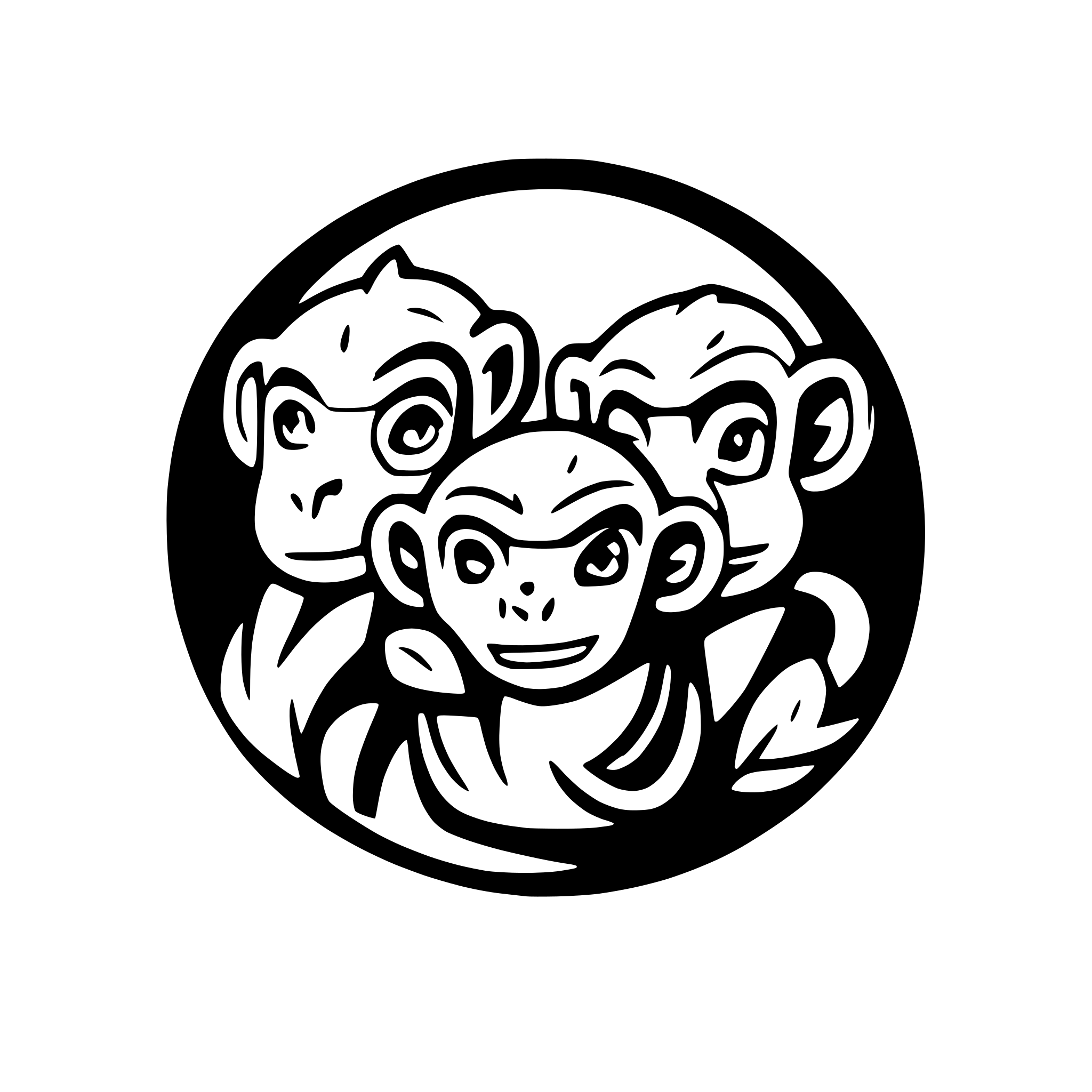 AI-generated SVG of a Three headed monkey