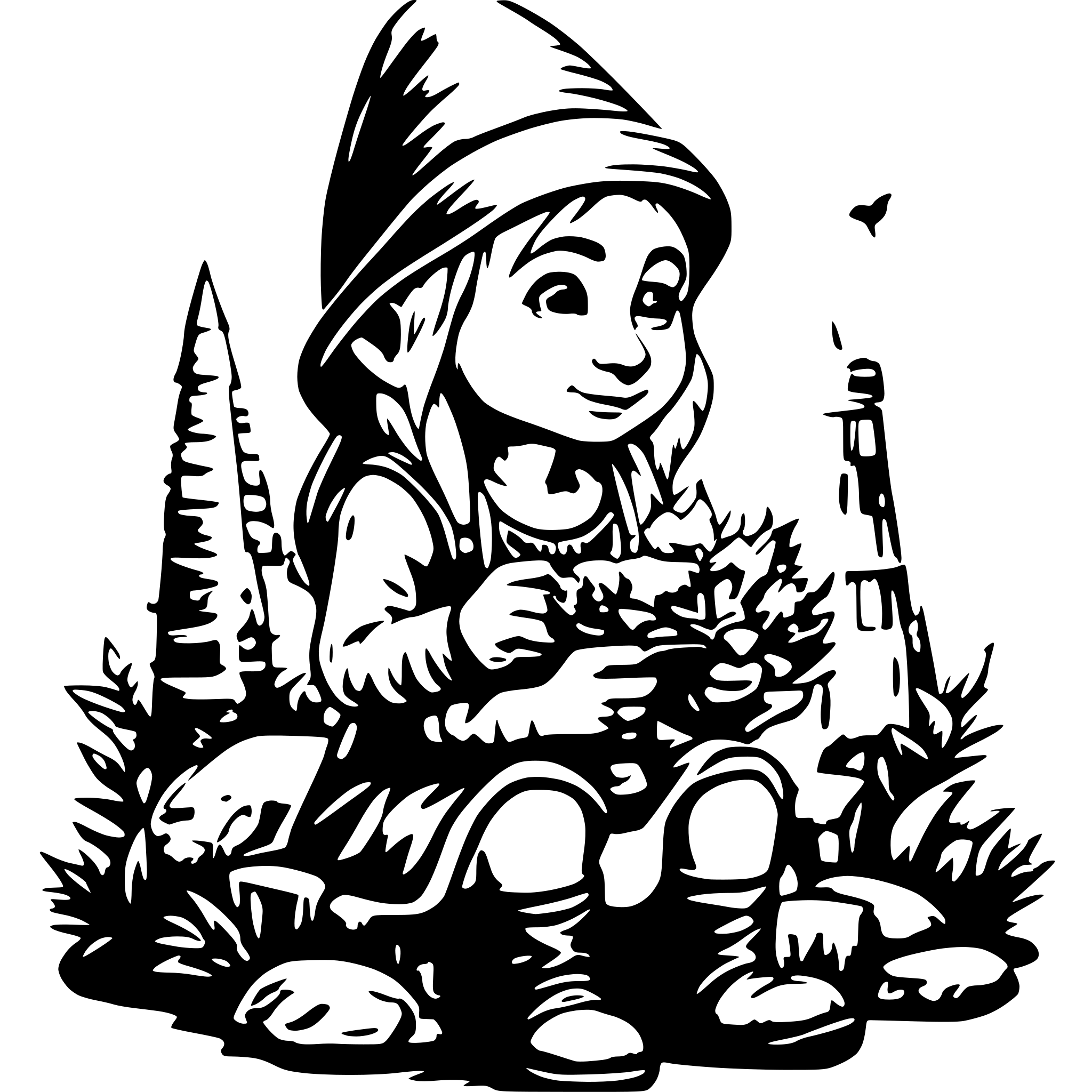 AI-generated SVG of a female gnome