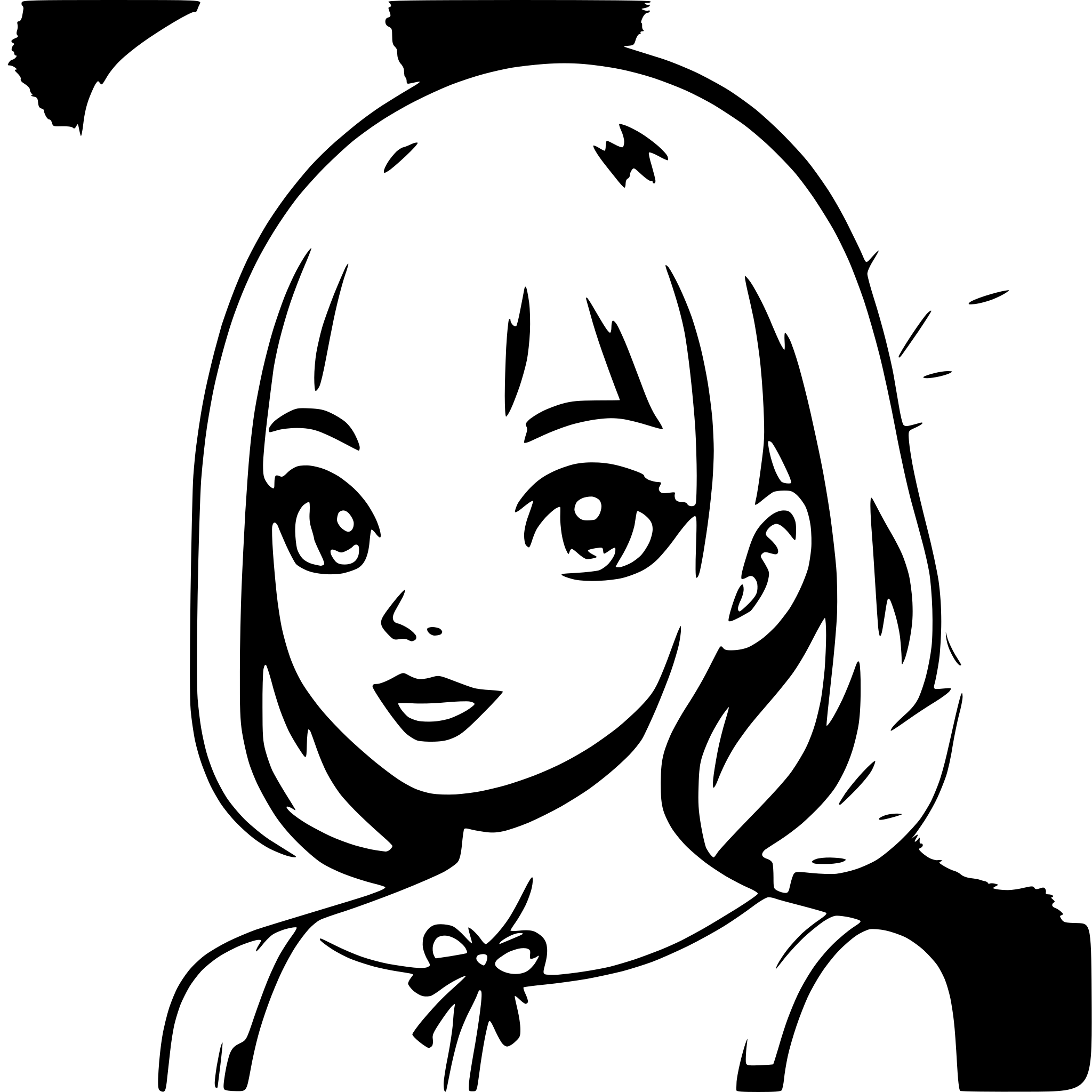 AI-generated SVG of 'girl with floating feathers'