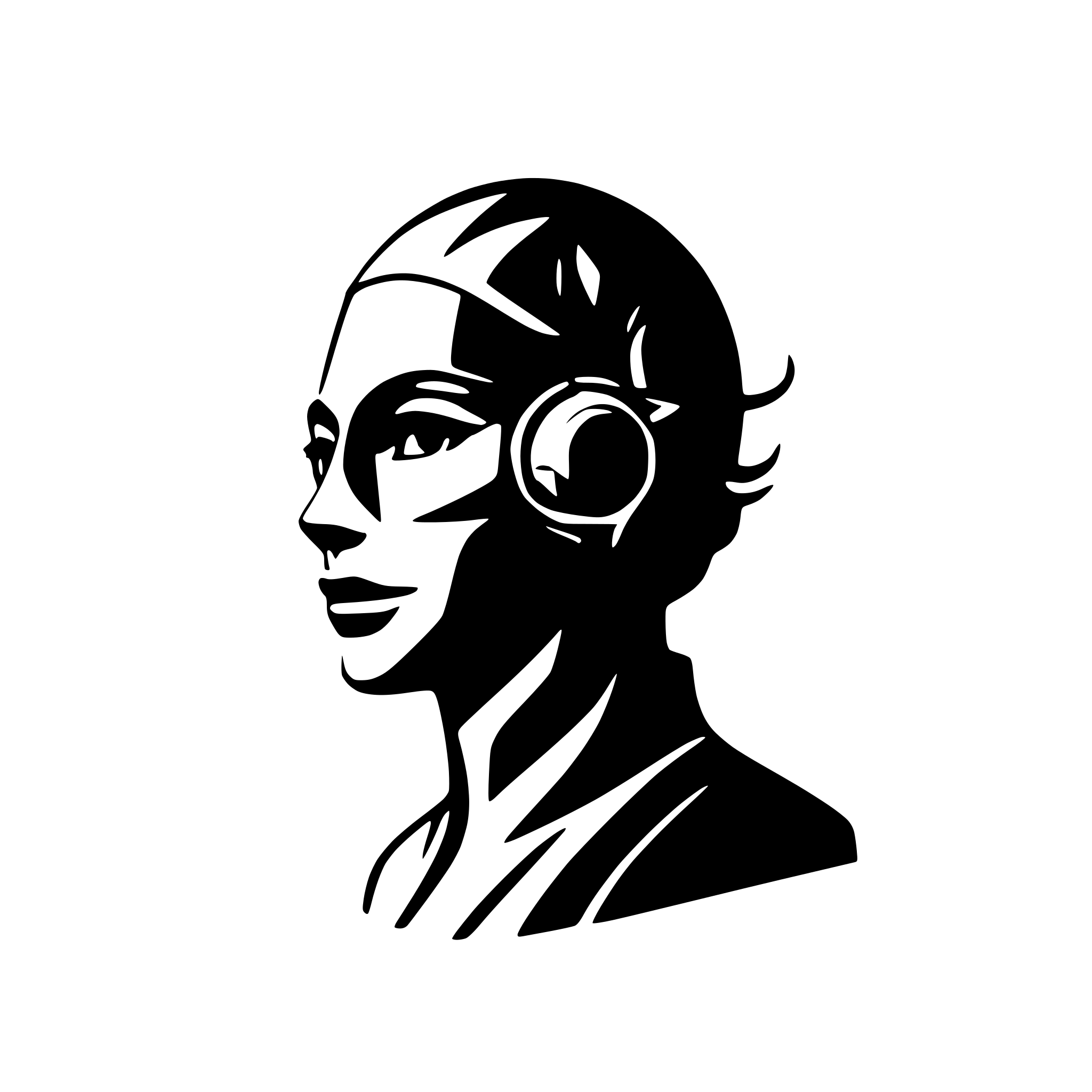 AI-generated SVG of a futuristic prophet silhouette with floating symbols AI-generated SVG of a futuristic prophet silhouette with floating symbols