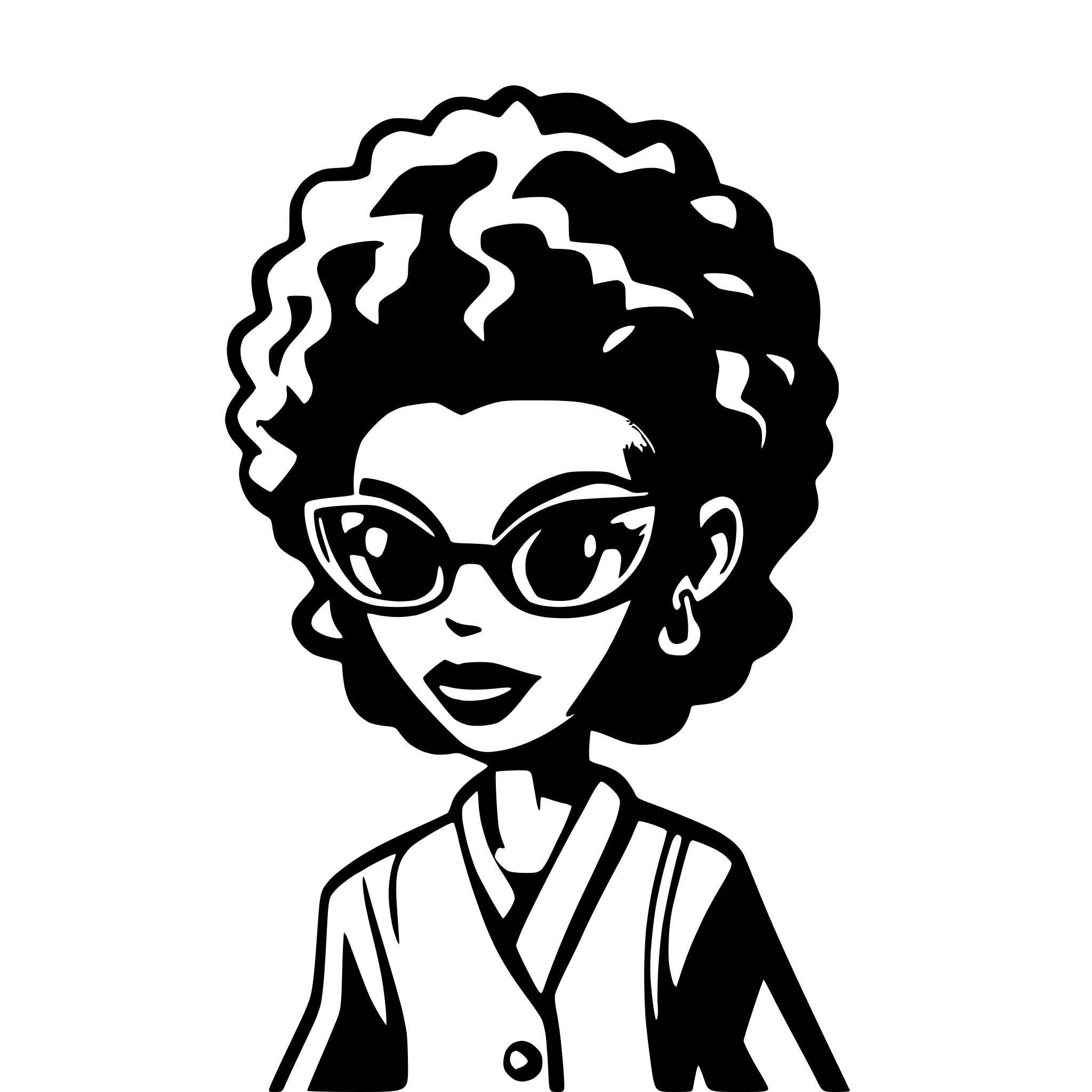 AI-generated SVG of a a stylish svg afro that can be used in an avatar picker, cartoony, just the hair no other facial features