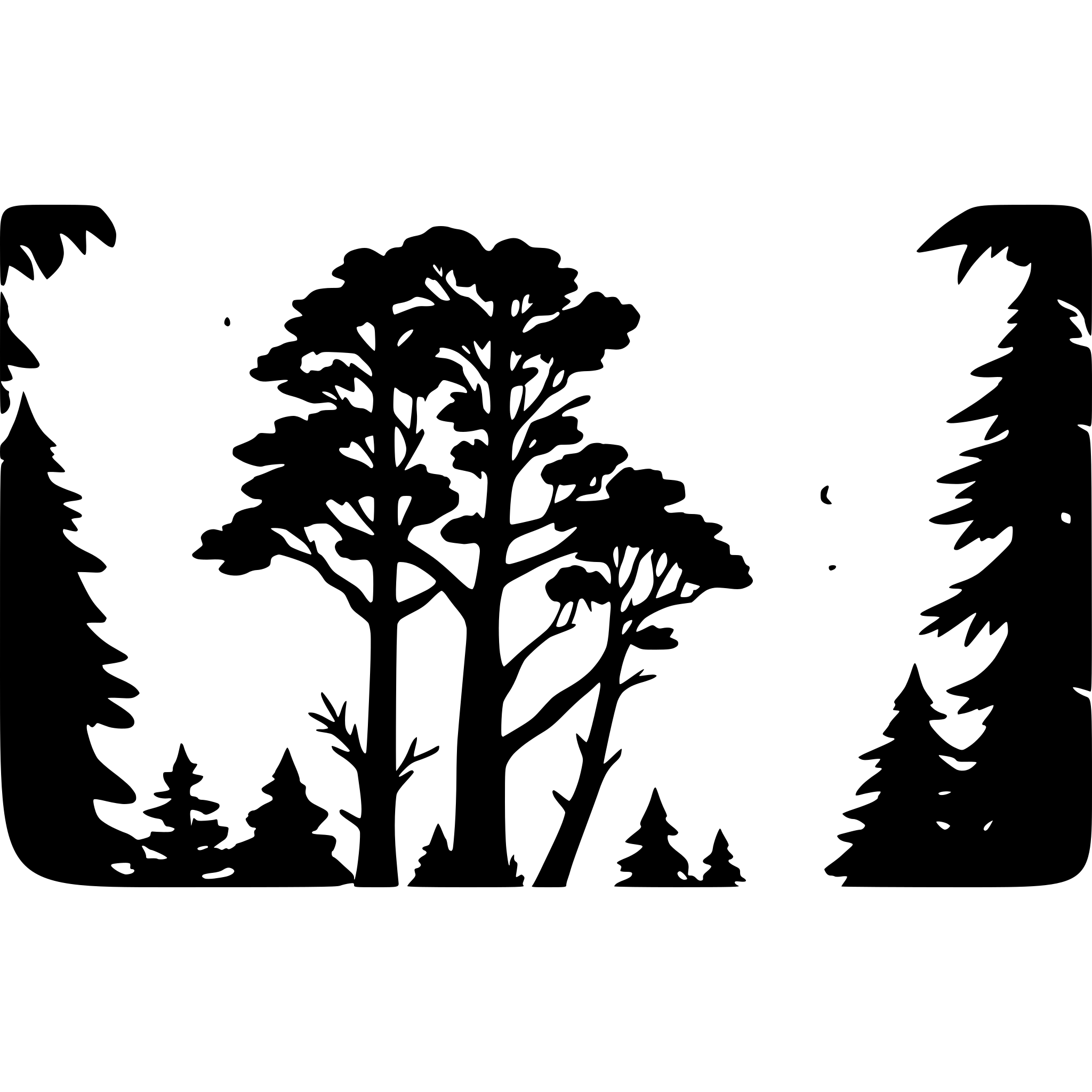AI-generated SVG of a Silhouette of a dense forest with a lot of pine trees and a moon on the sky