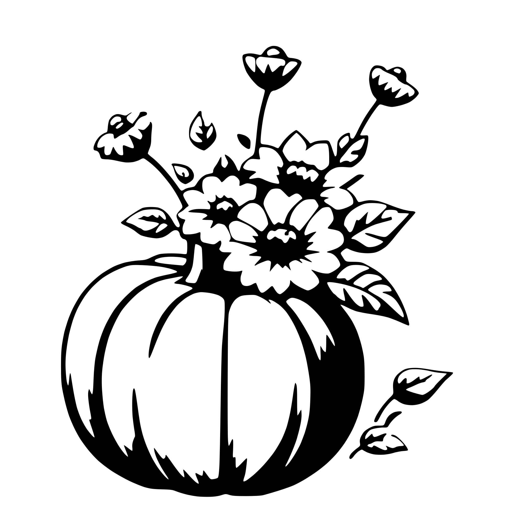 AI-generated SVG of a pumpkin with flowers