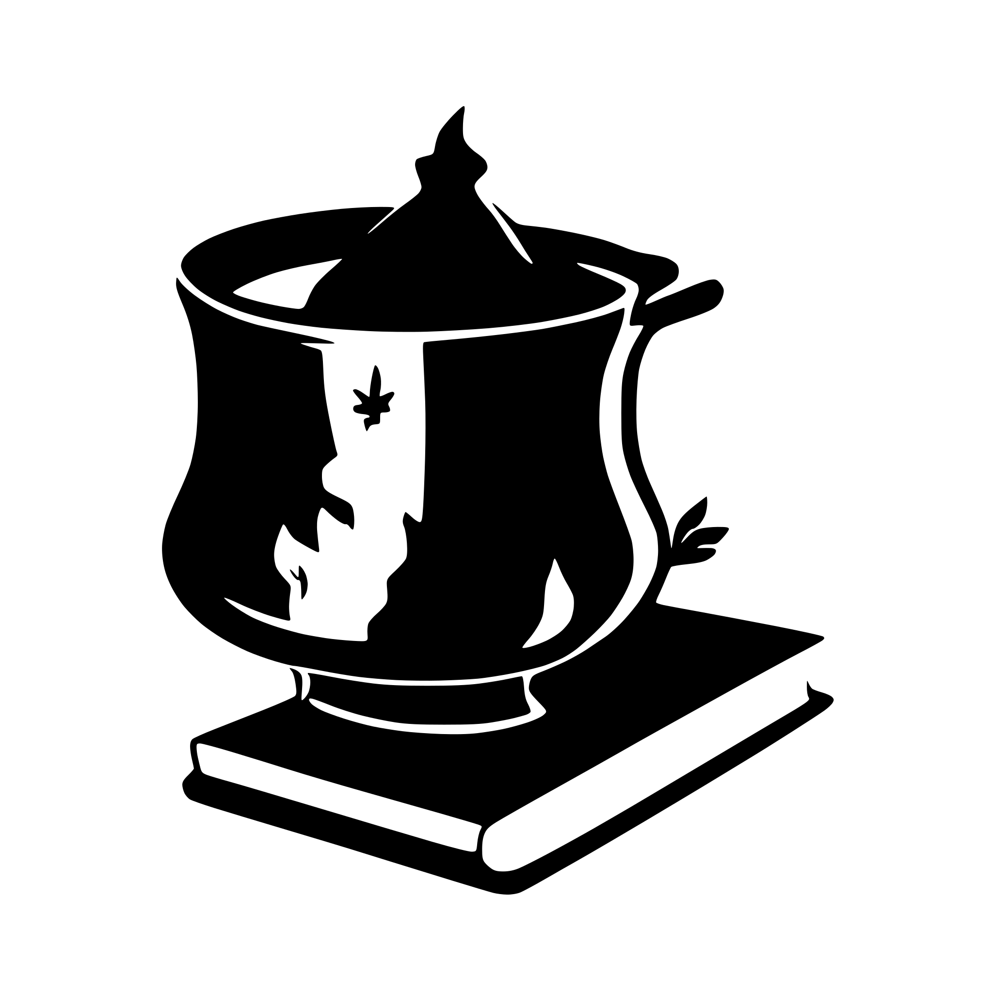 AI-generated SVG of a Book in cauldron mininal
