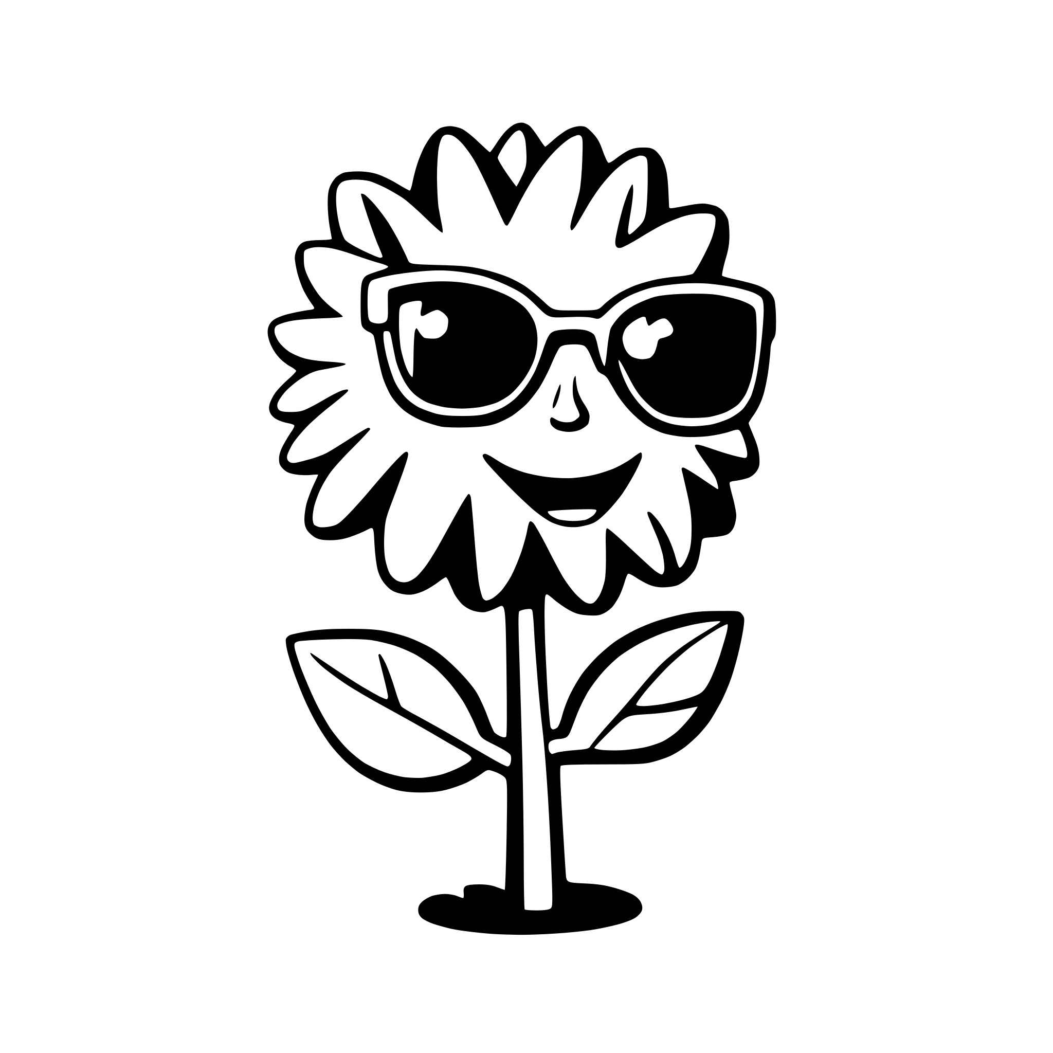 AI-generated SVG of 'a cheerful sunflower with sunglasses'