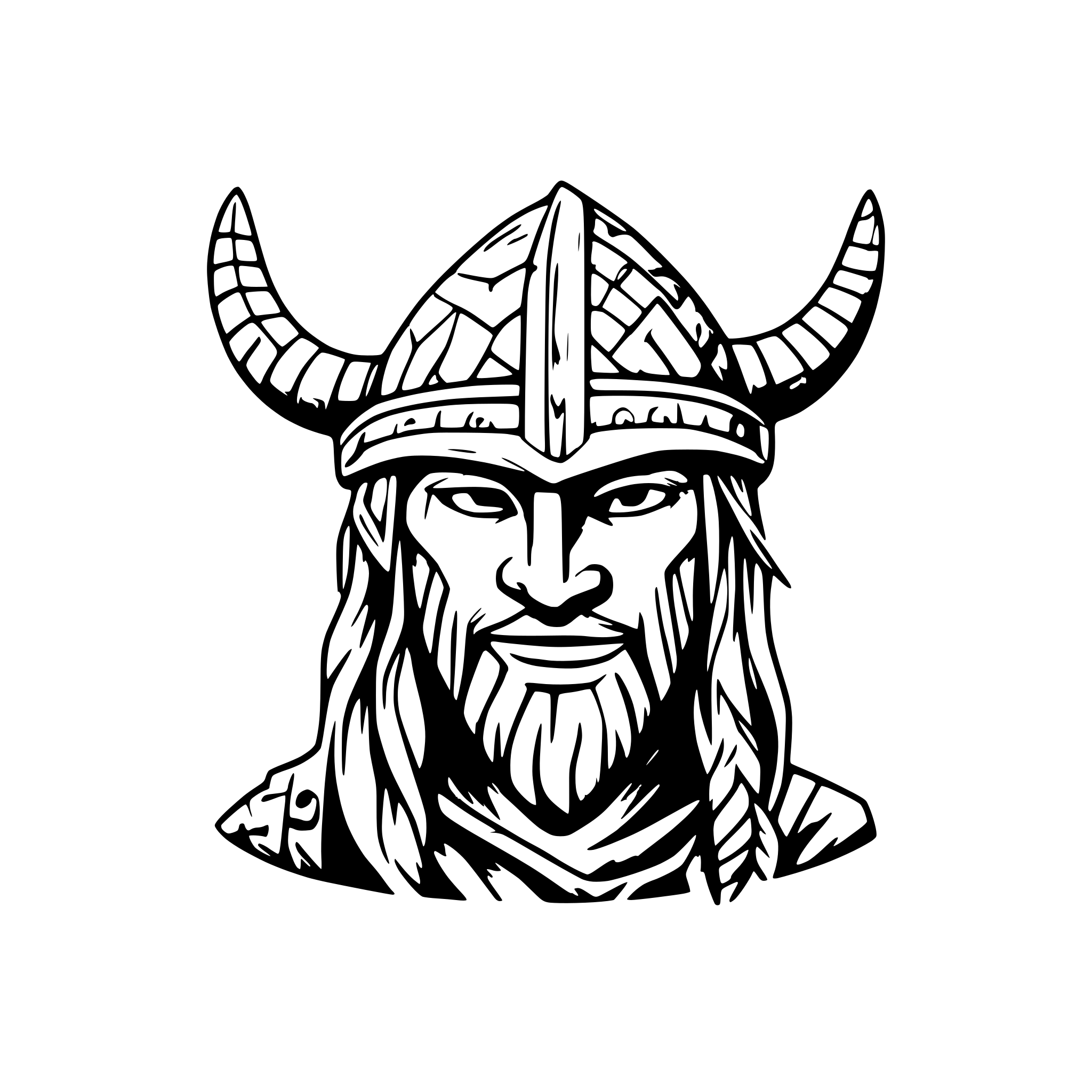 AI-generated SVG of a viking head with helmet facing forward
