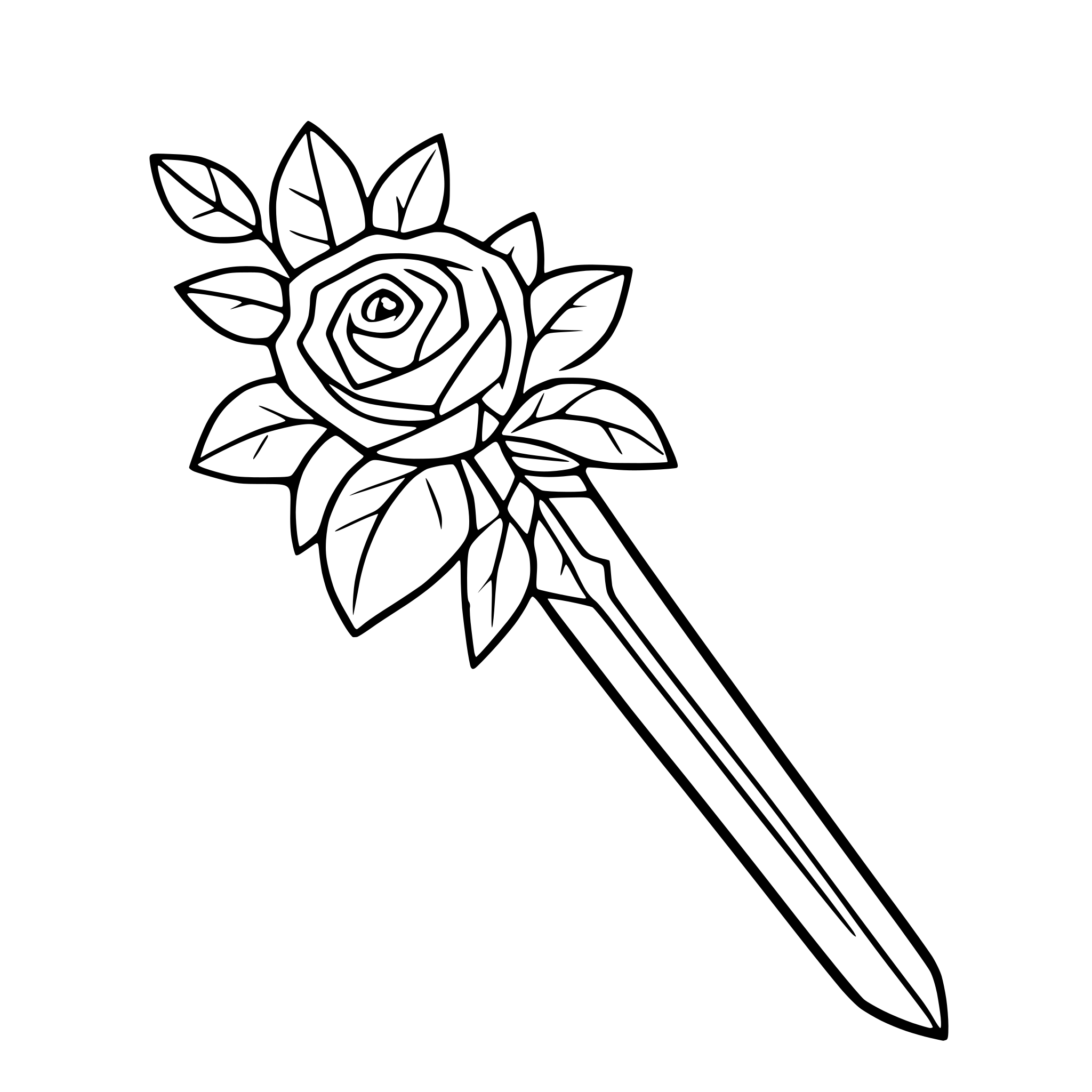 AI-generated SVG of 'sword with roses entwined'