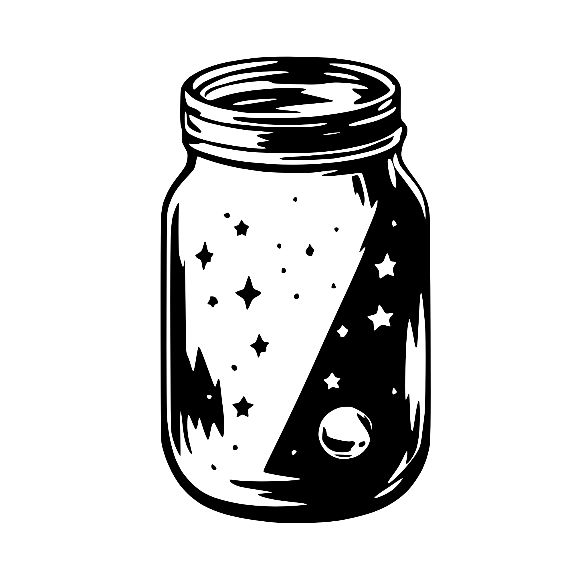 AI-generated SVG of 'mason jar with galaxy inside and clear outside'