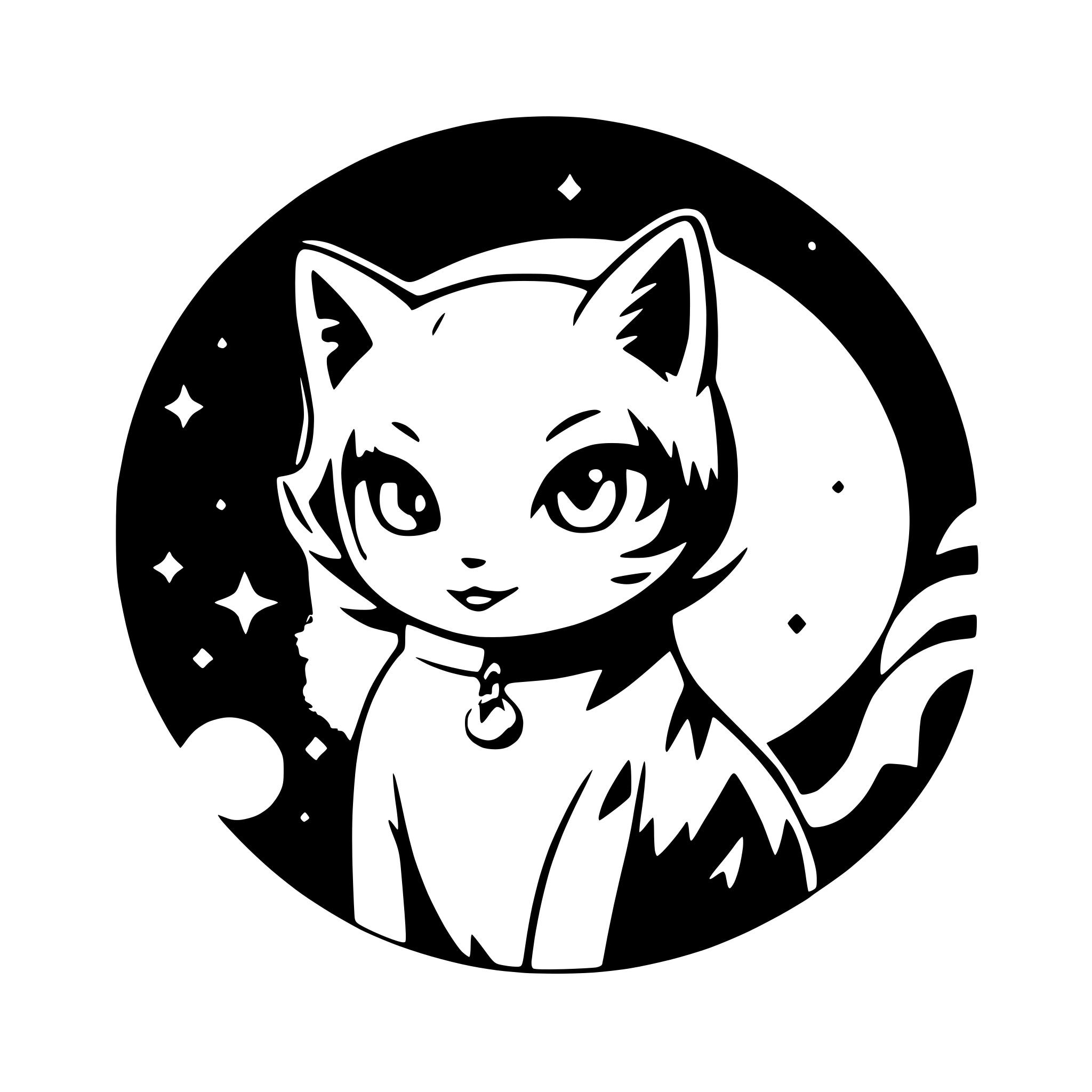 AI-generated SVG of 'cat with cosmic background'