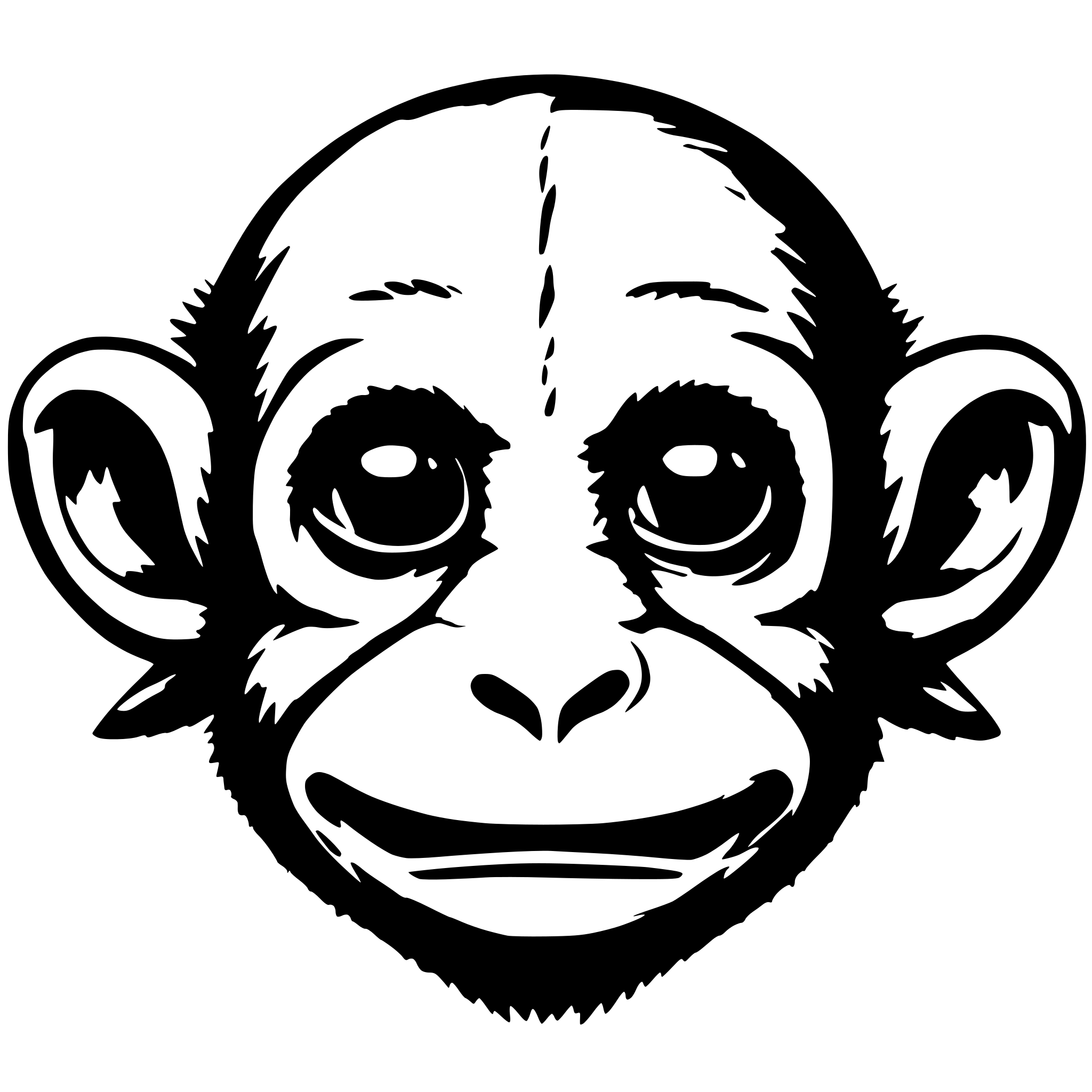 AI-generated SVG of a a baby monkey with devil's horns in frontal view AI-generated SVG of a a baby monkey with devil's horns in frontal view
