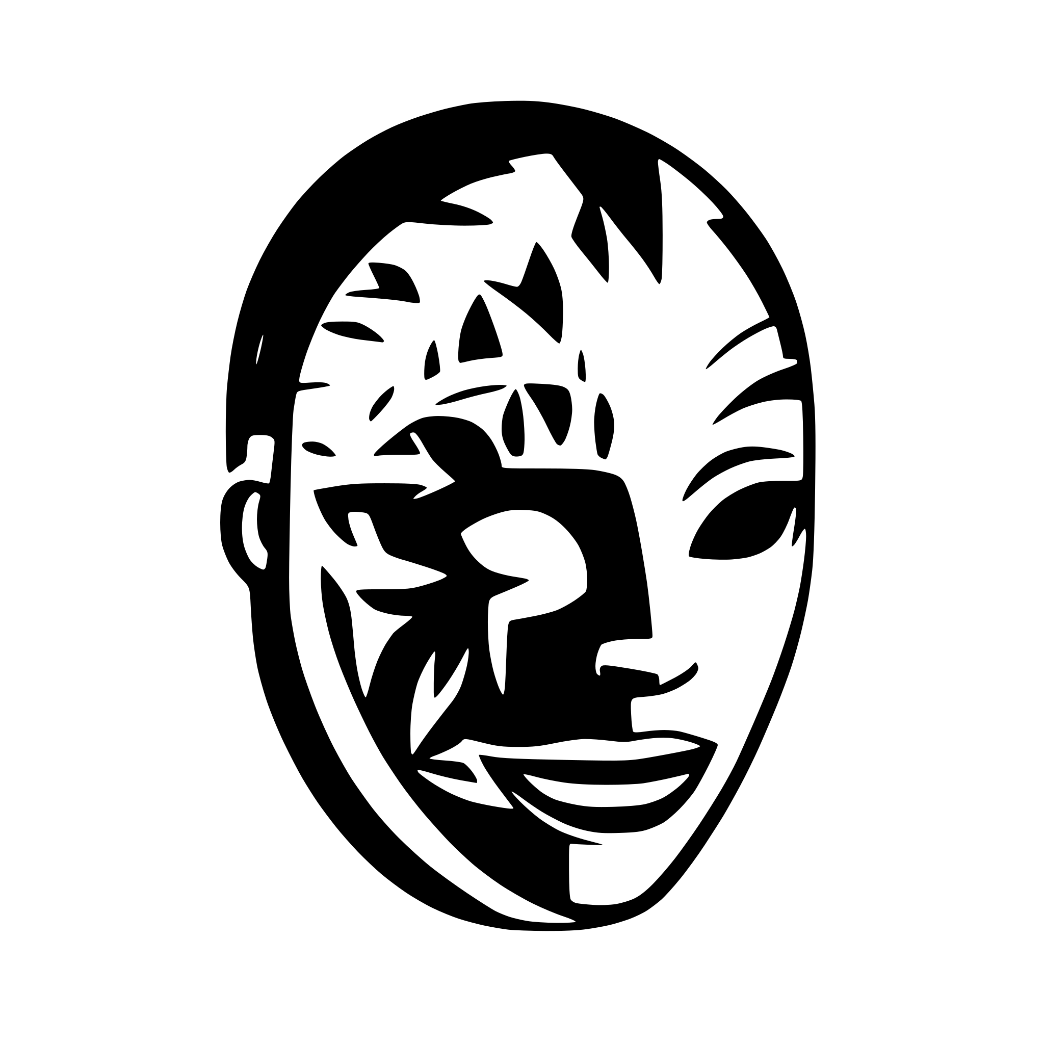 AI-generated SVG of 'simplistic cartoony tribal mask'