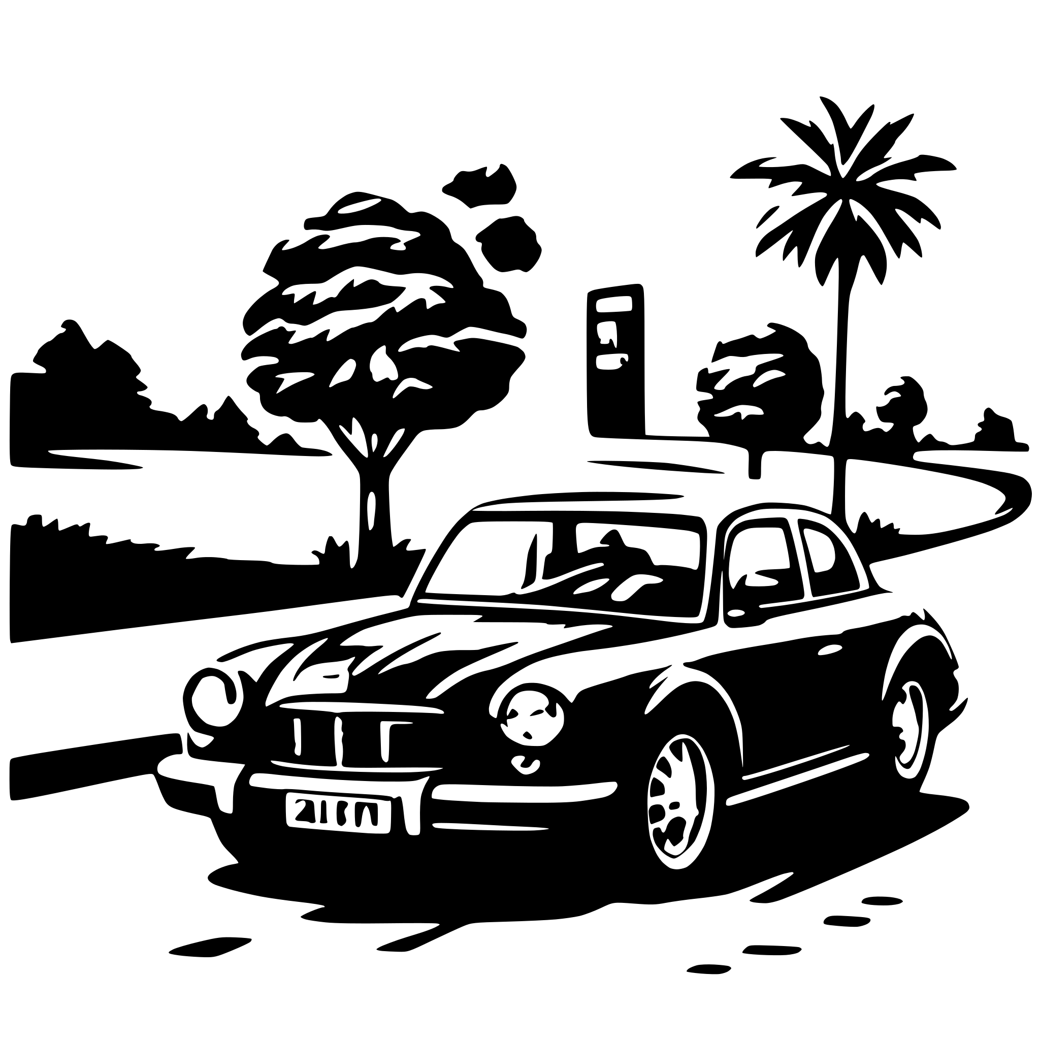 AI-generated SVG of a car blue on the road