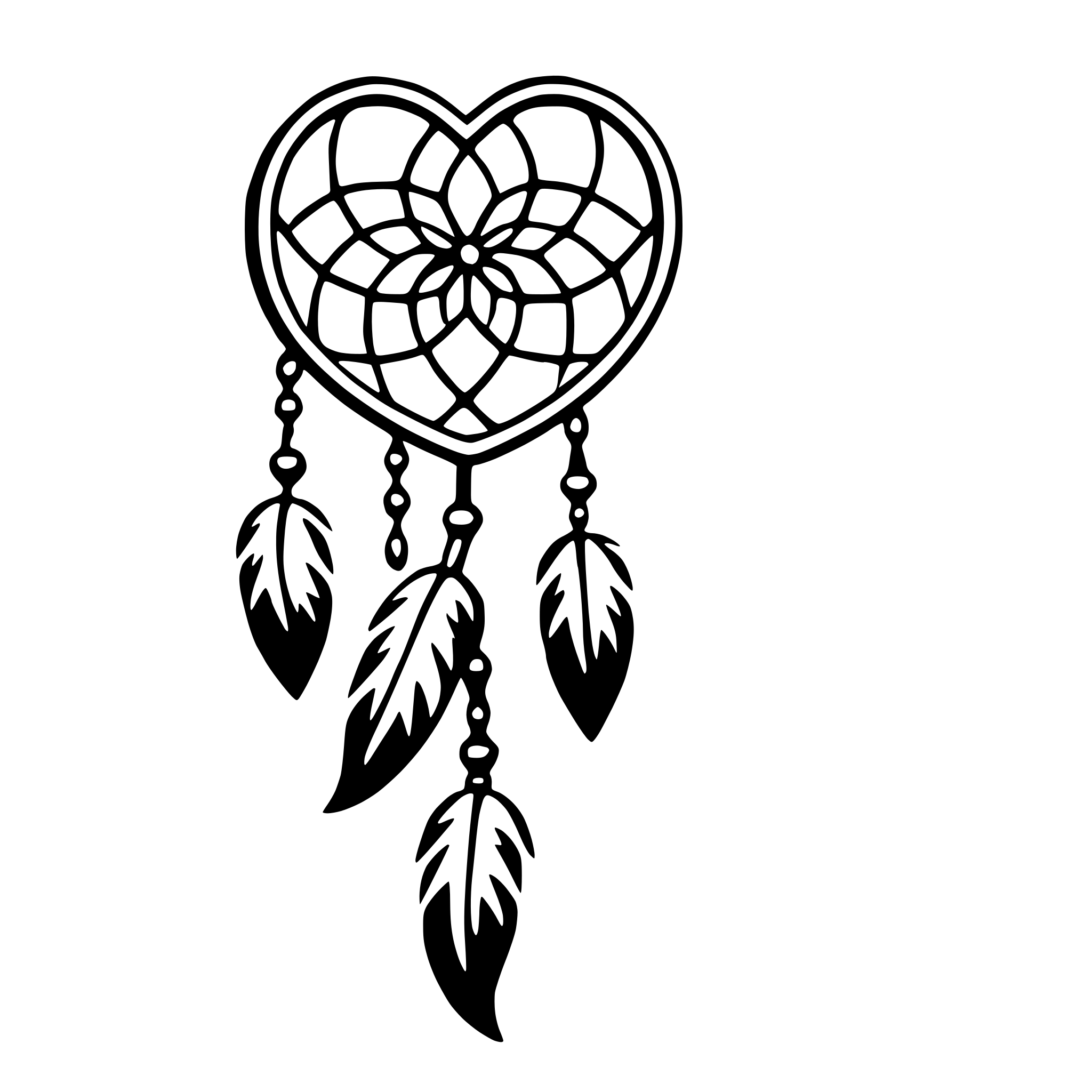 AI-generated SVG of a dreamcatcher hearts