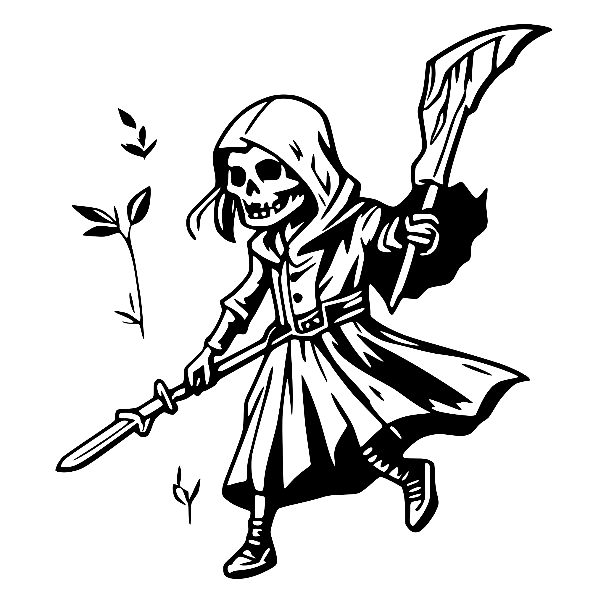 AI-generated SVG of a Flying Grim Reaper with scythe