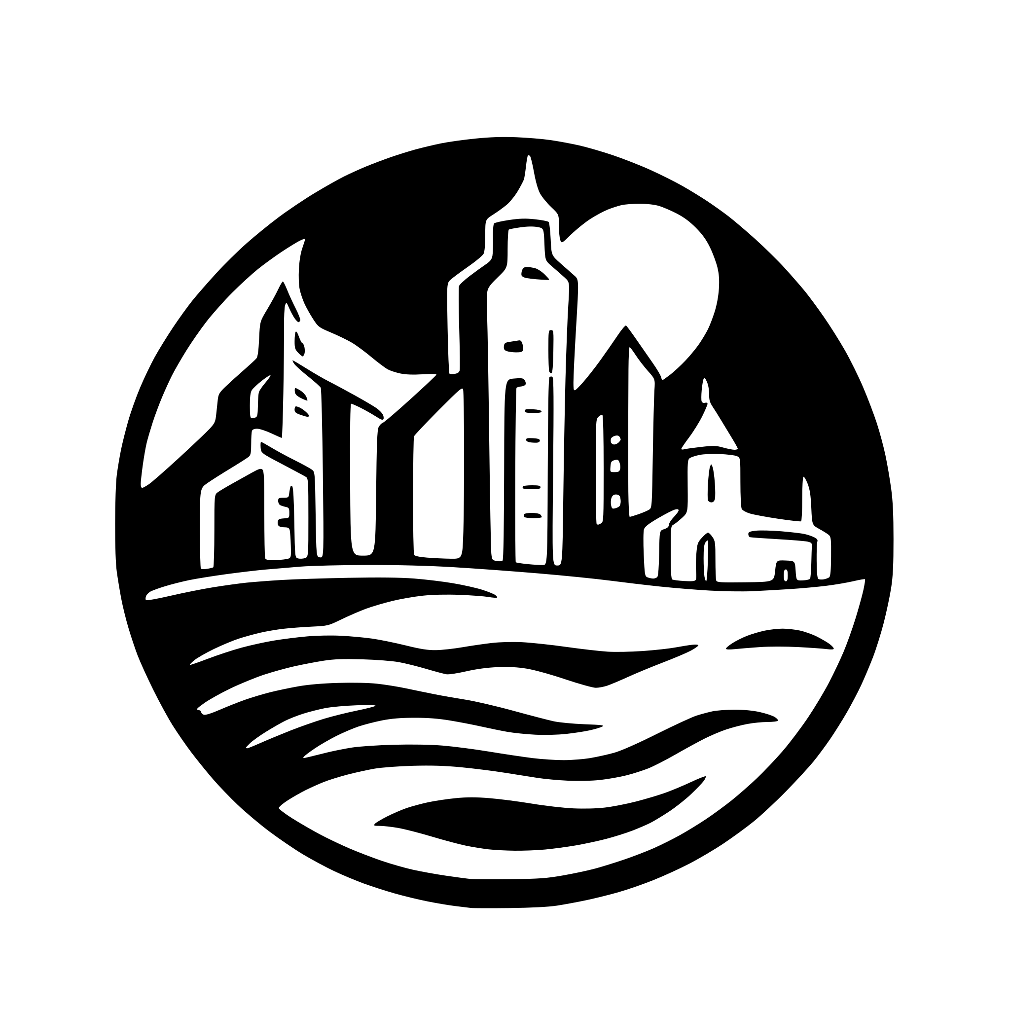 AI-generated SVG of a Riga skyline silhouette logo style