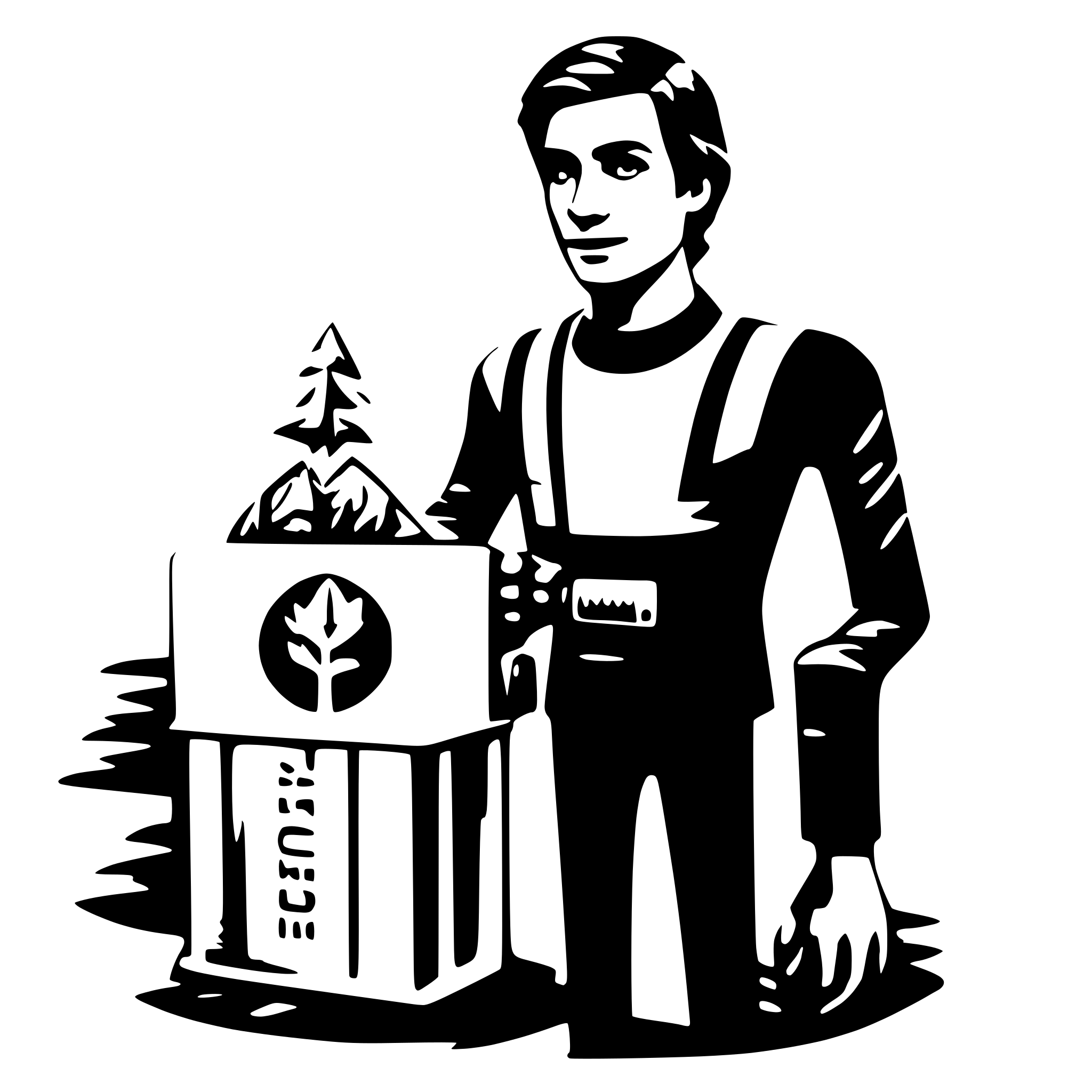 AI-generated SVG of a A man with a label 