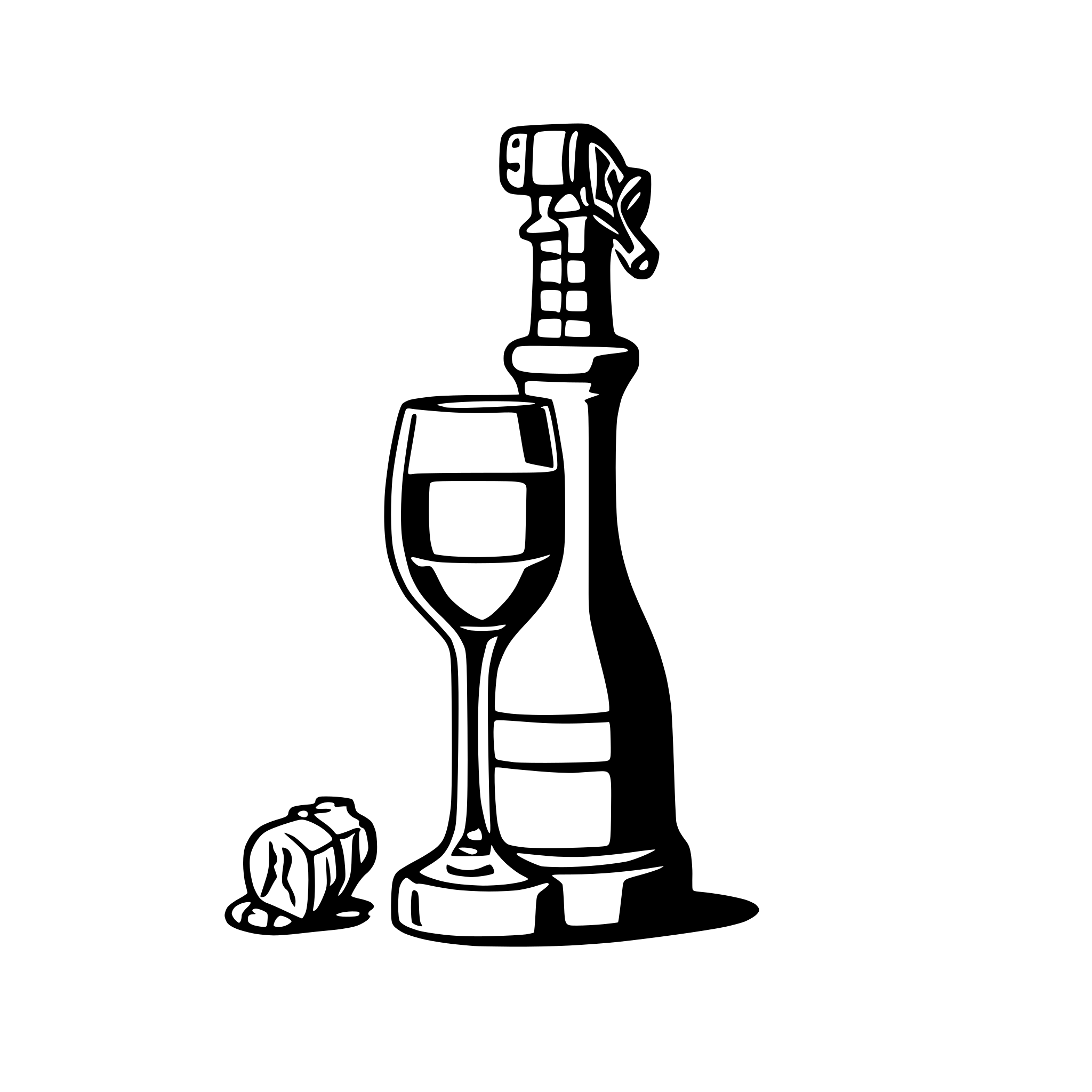 AI-generated SVG of a equilibrium bottle wine glass wine corkscrew