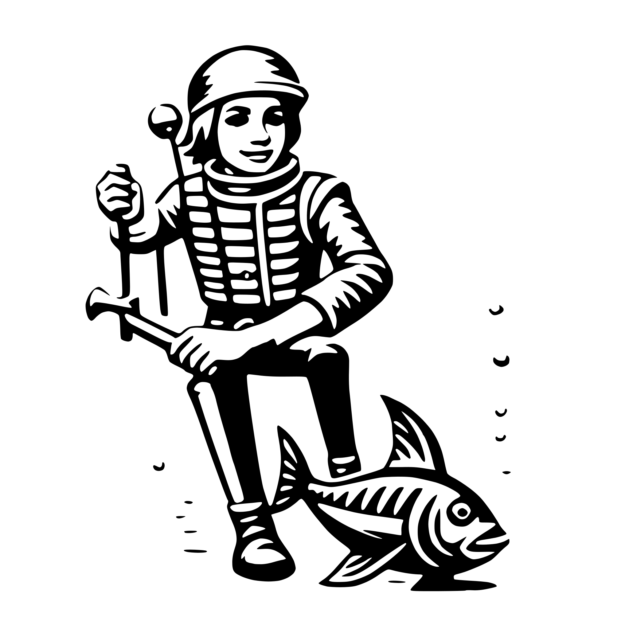 AI-generated SVG of a scuba diver with fish