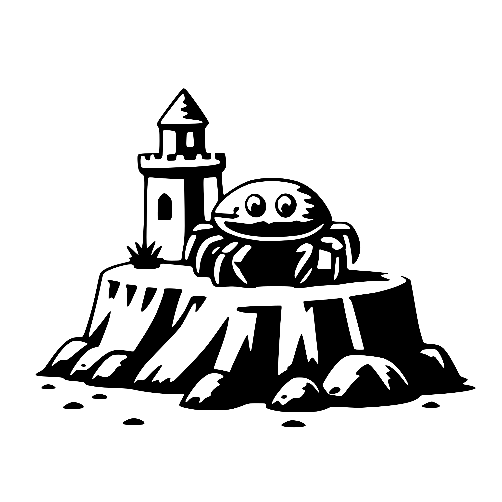 AI-generated SVG of a crab with sandcastle