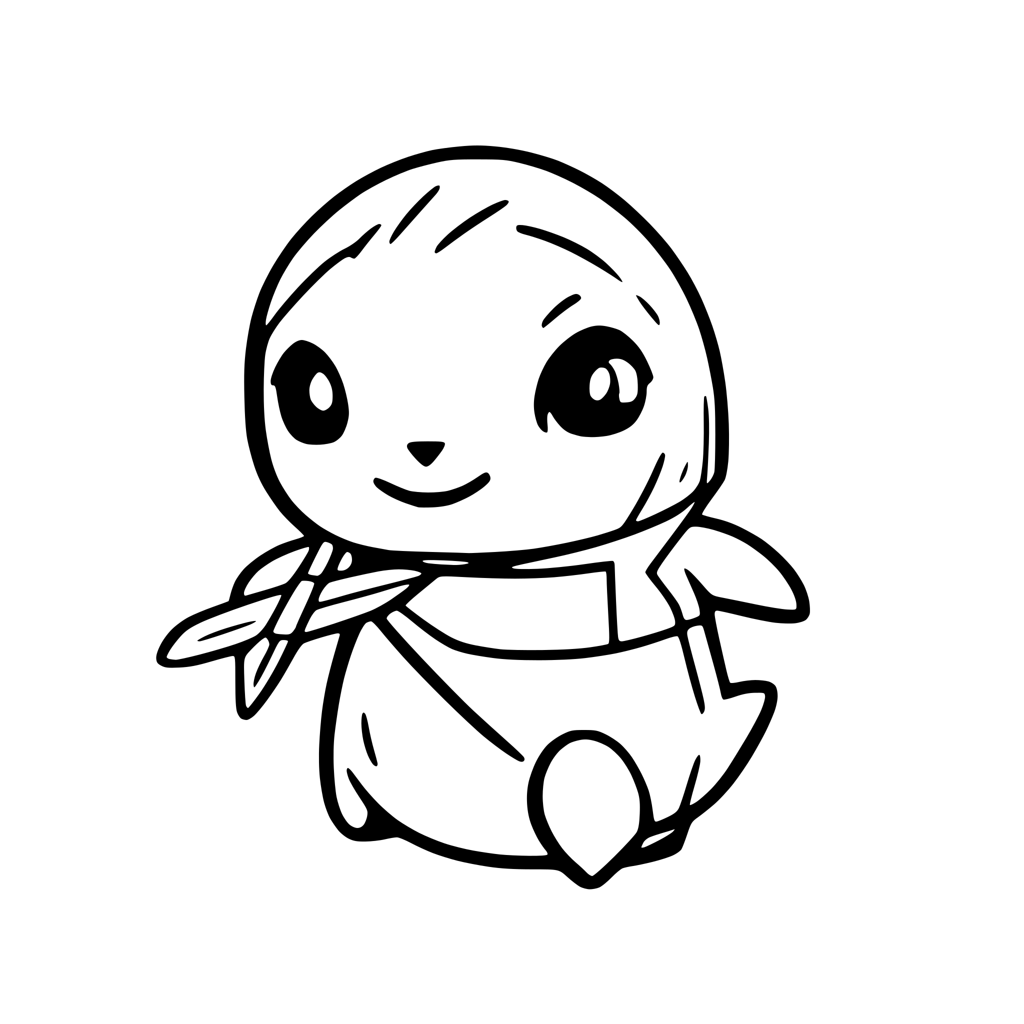 AI-generated SVG of a A seal holding a pen while swimming