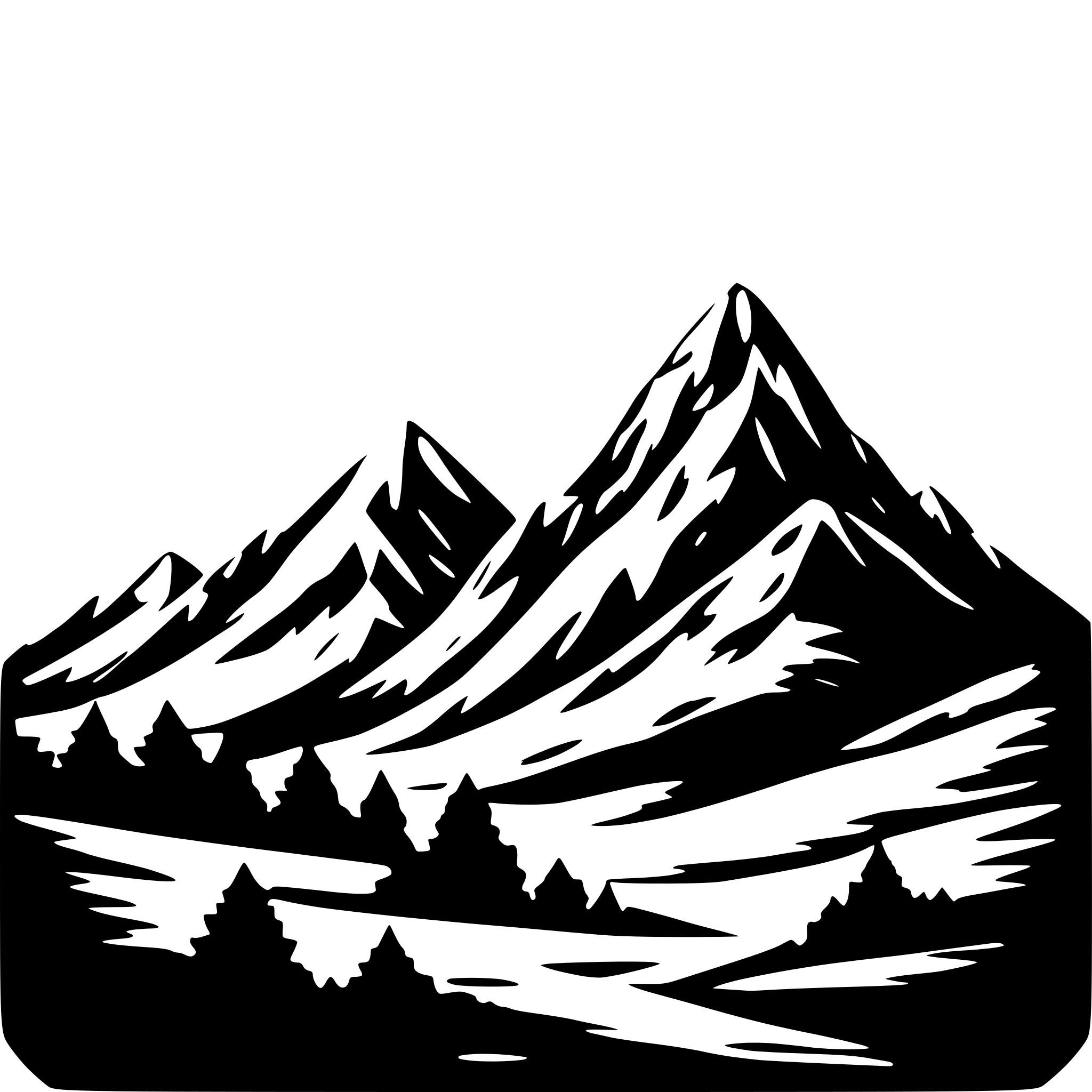 AI-generated SVG of '3 mountains with clouds'