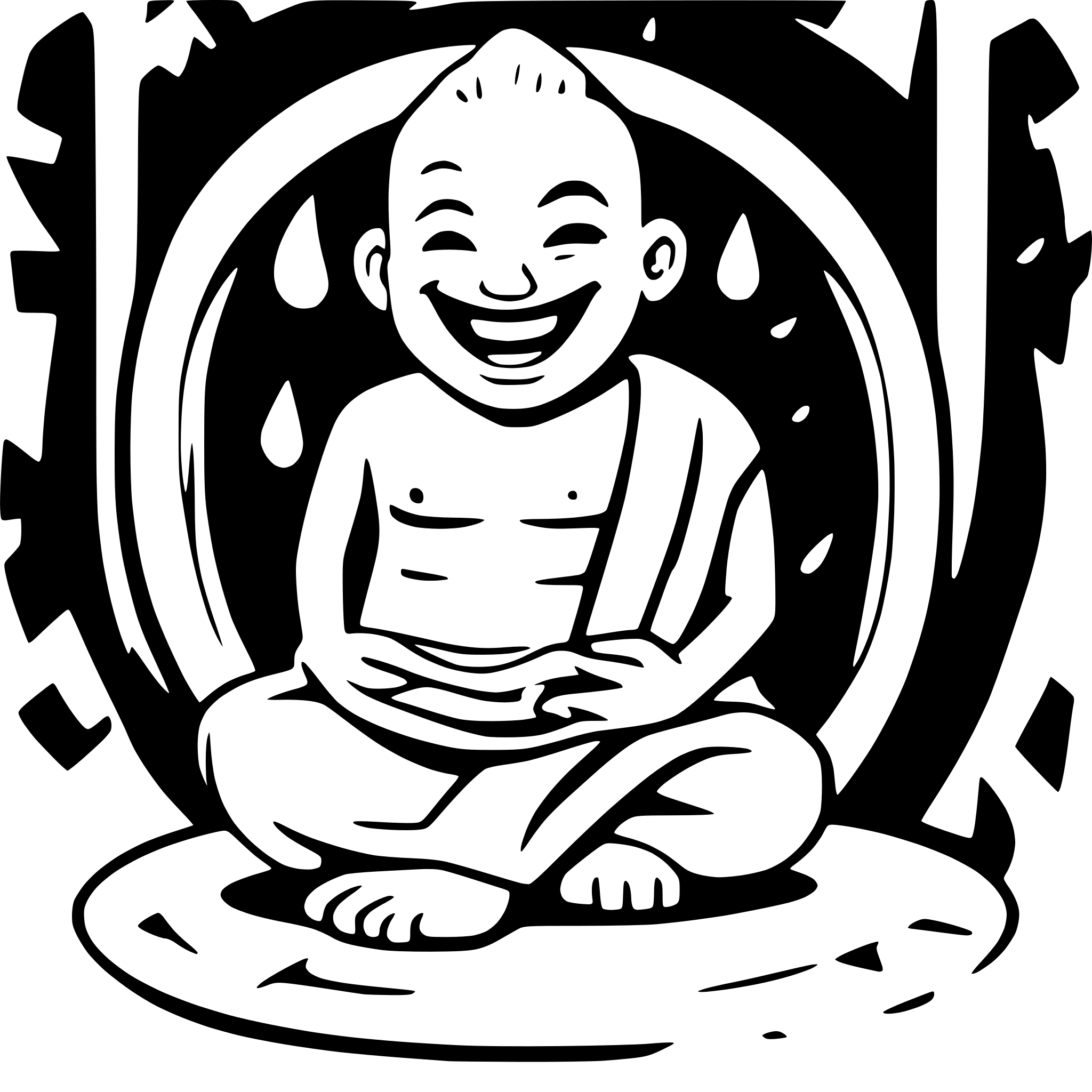AI-generated SVG of a Generate a happy laughing Buda sitting there and showing off his big belly.