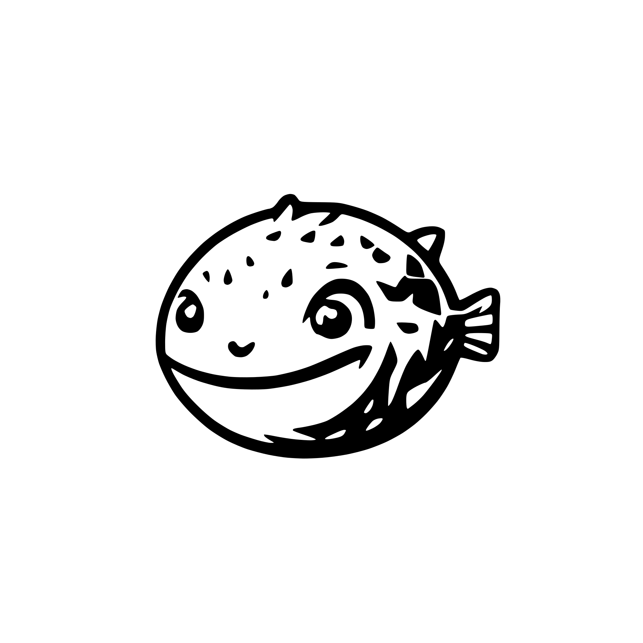 AI-generated SVG of a happy puffer fish