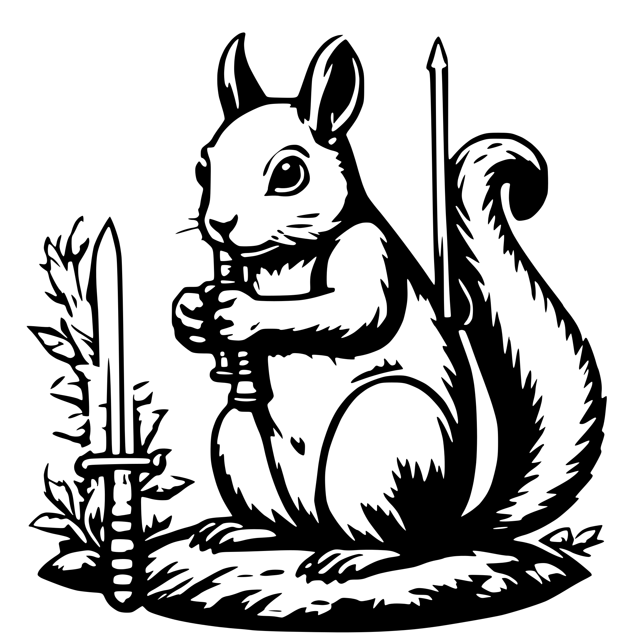 AI-generated SVG of 'Squirrel with sword'