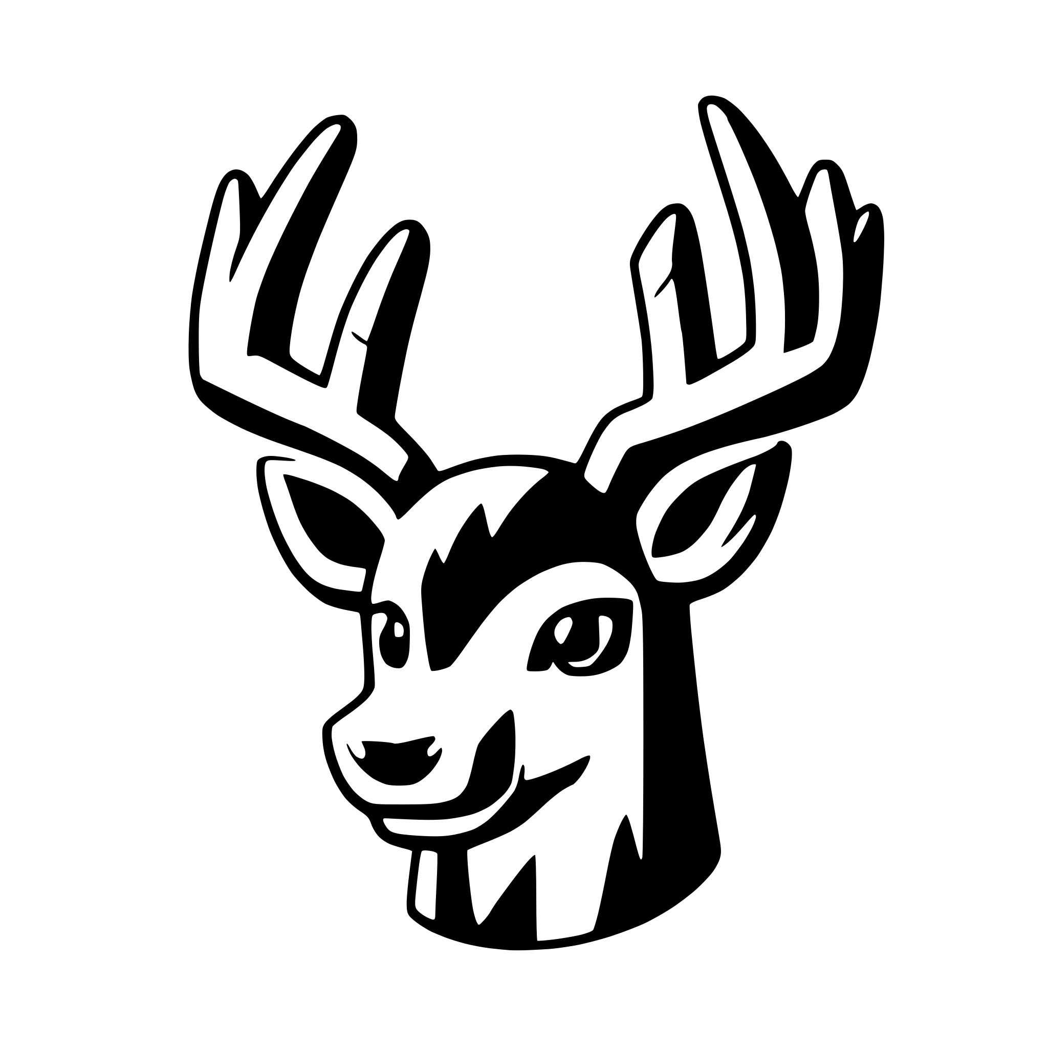 AI-generated SVG of 'whitetail deer head front'