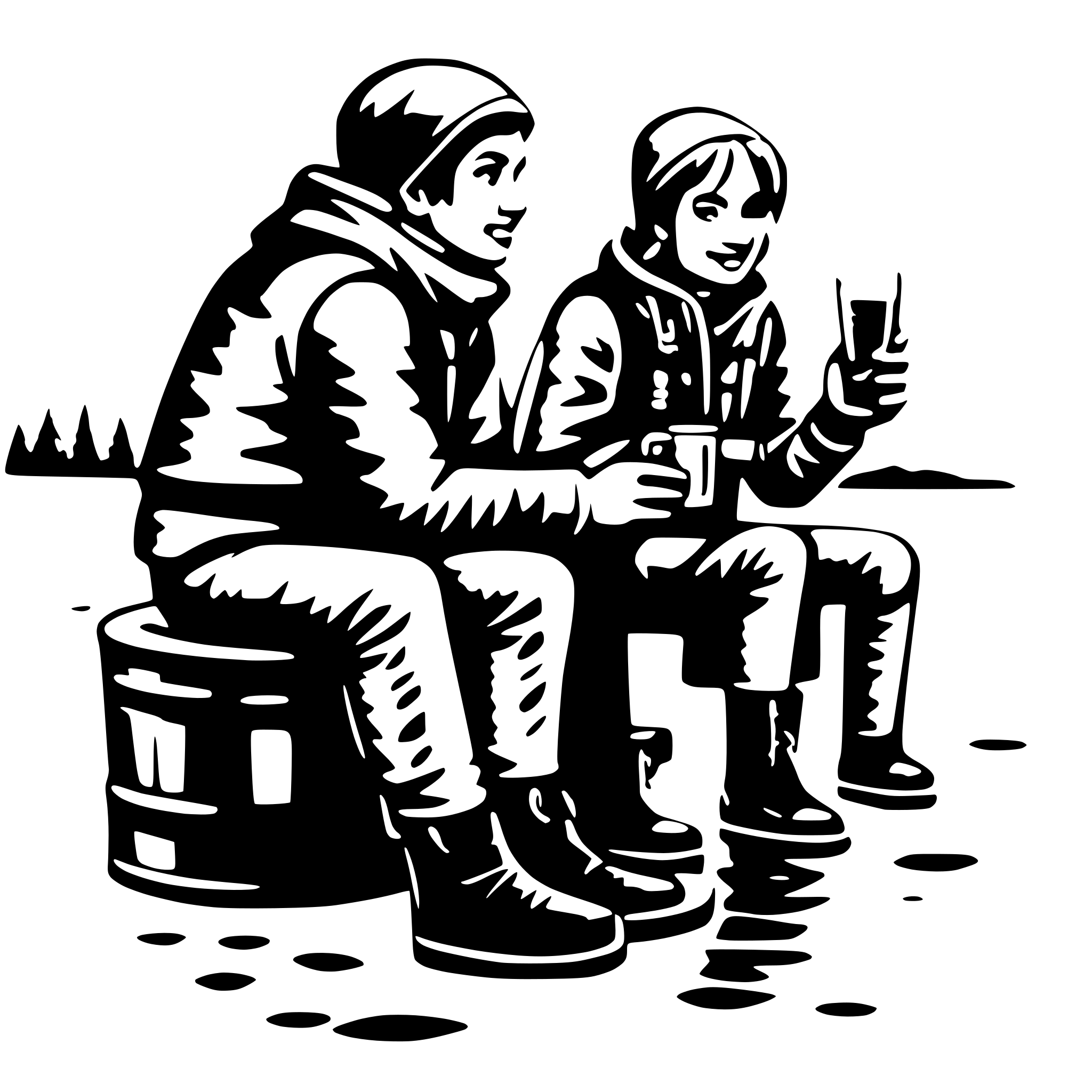 AI-generated SVG of a ice fishing and drinking beer