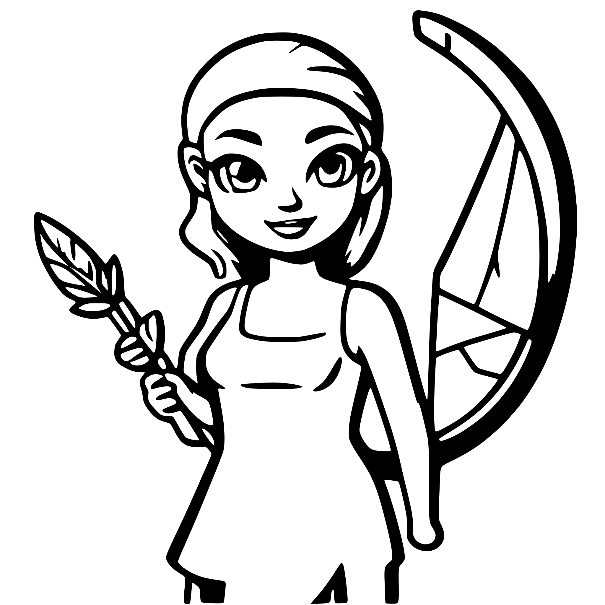 AI-generated SVG of a one logo, which shows greek god artemis with an bow and arrow and a cartoon chick on its shoulder