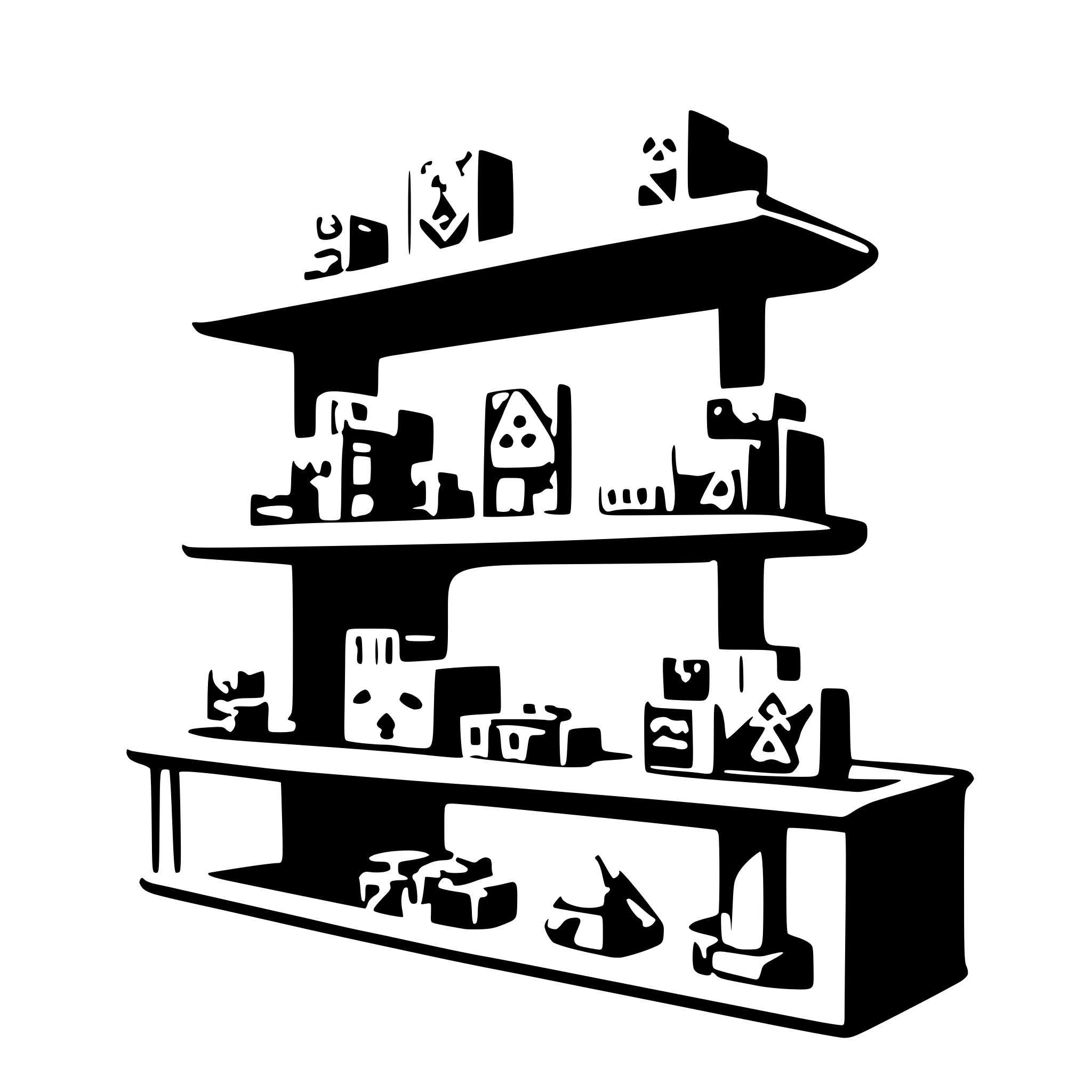 AI-generated SVG of 'Shelf of boardgames'