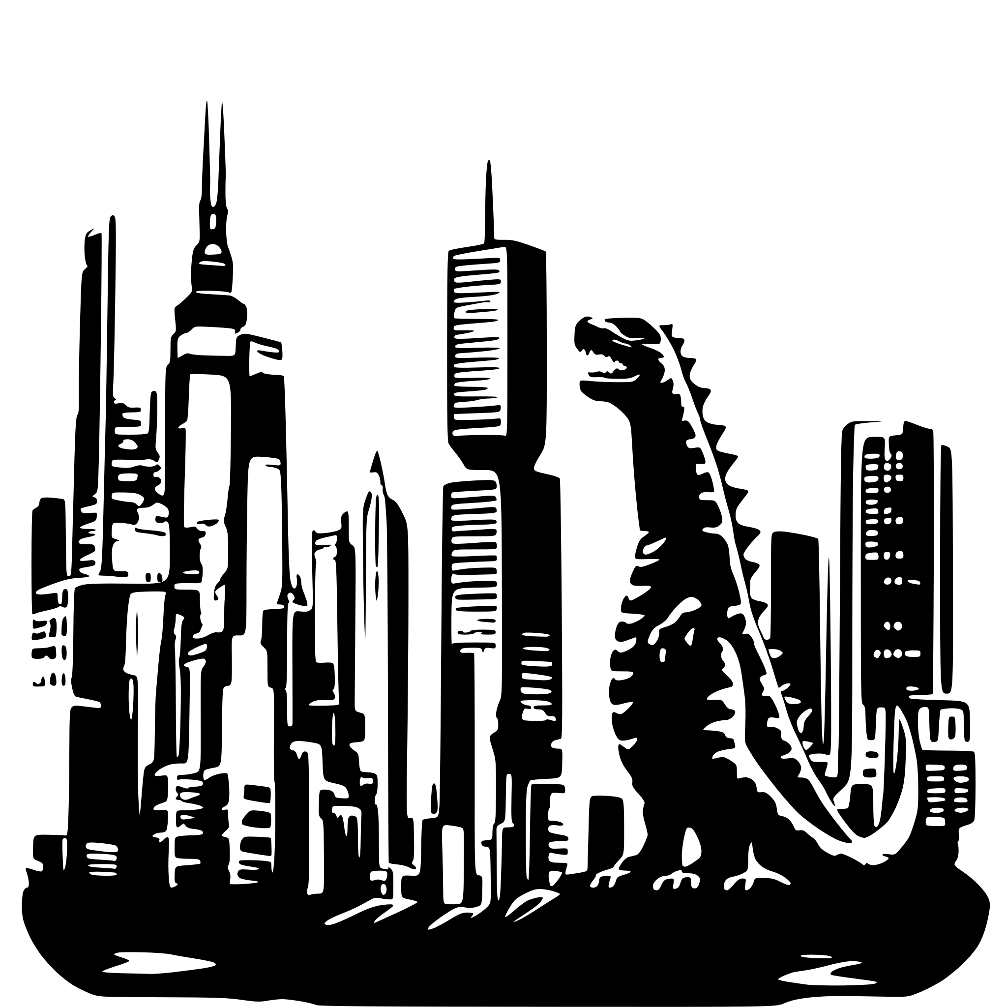 AI-generated SVG of a Godzilla Tokyo skyline