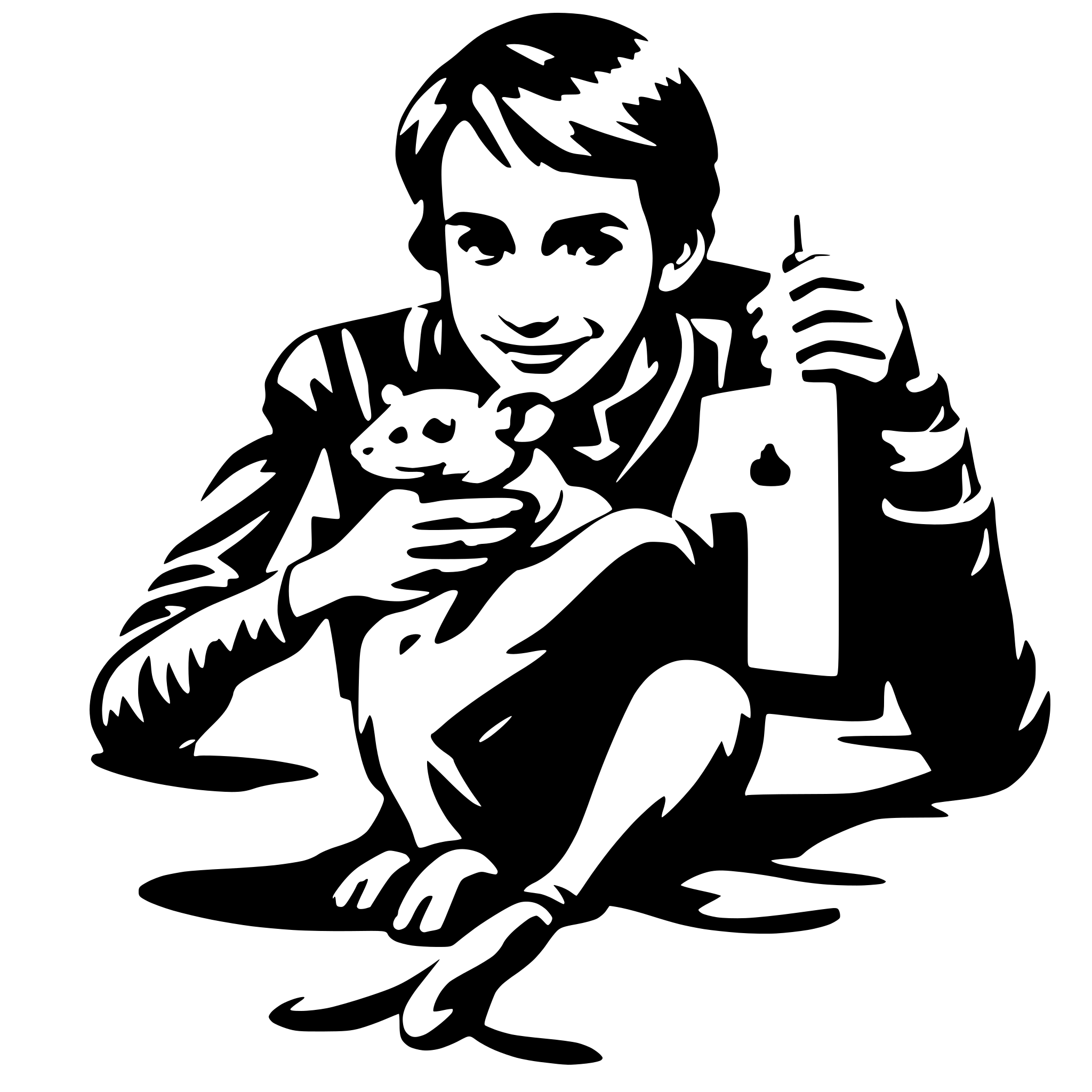 AI-generated SVG of a a man holding a mouse from its tail