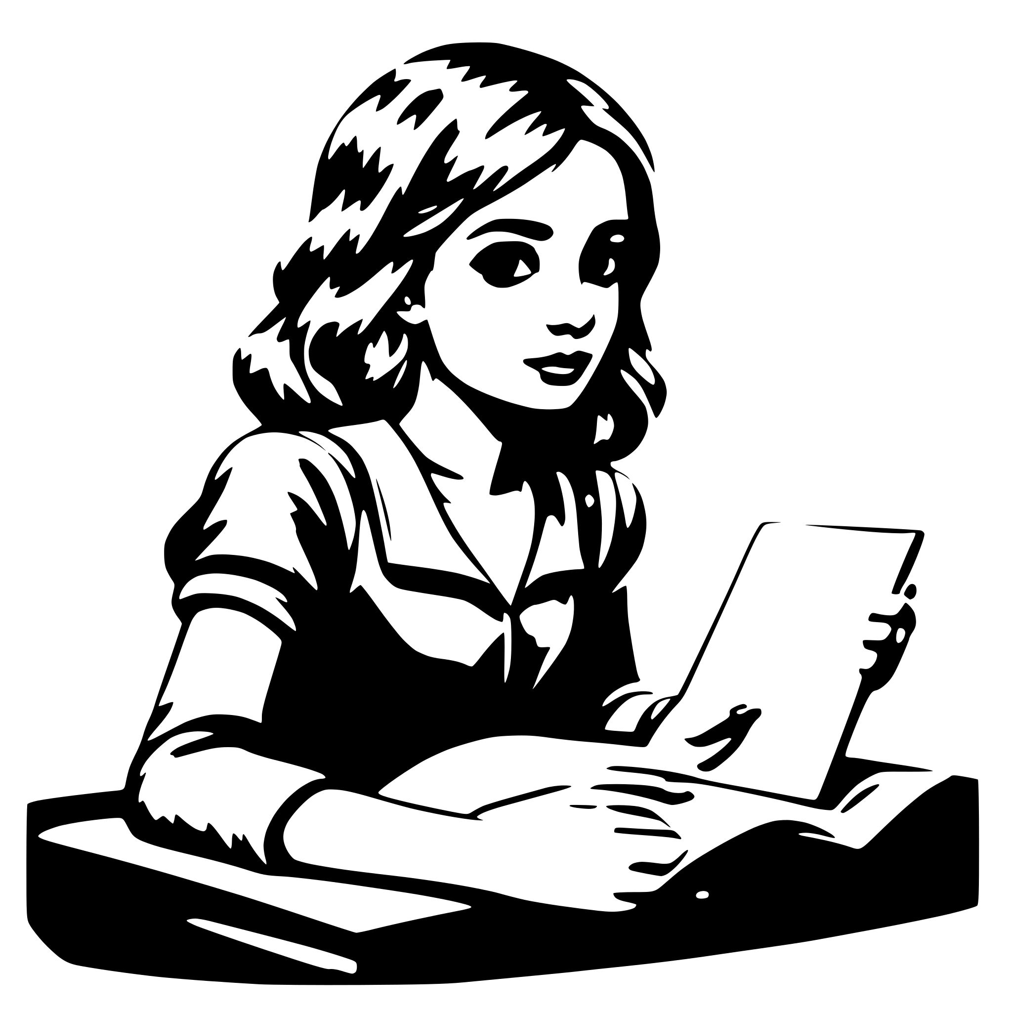 AI-generated SVG of 'girl studying'