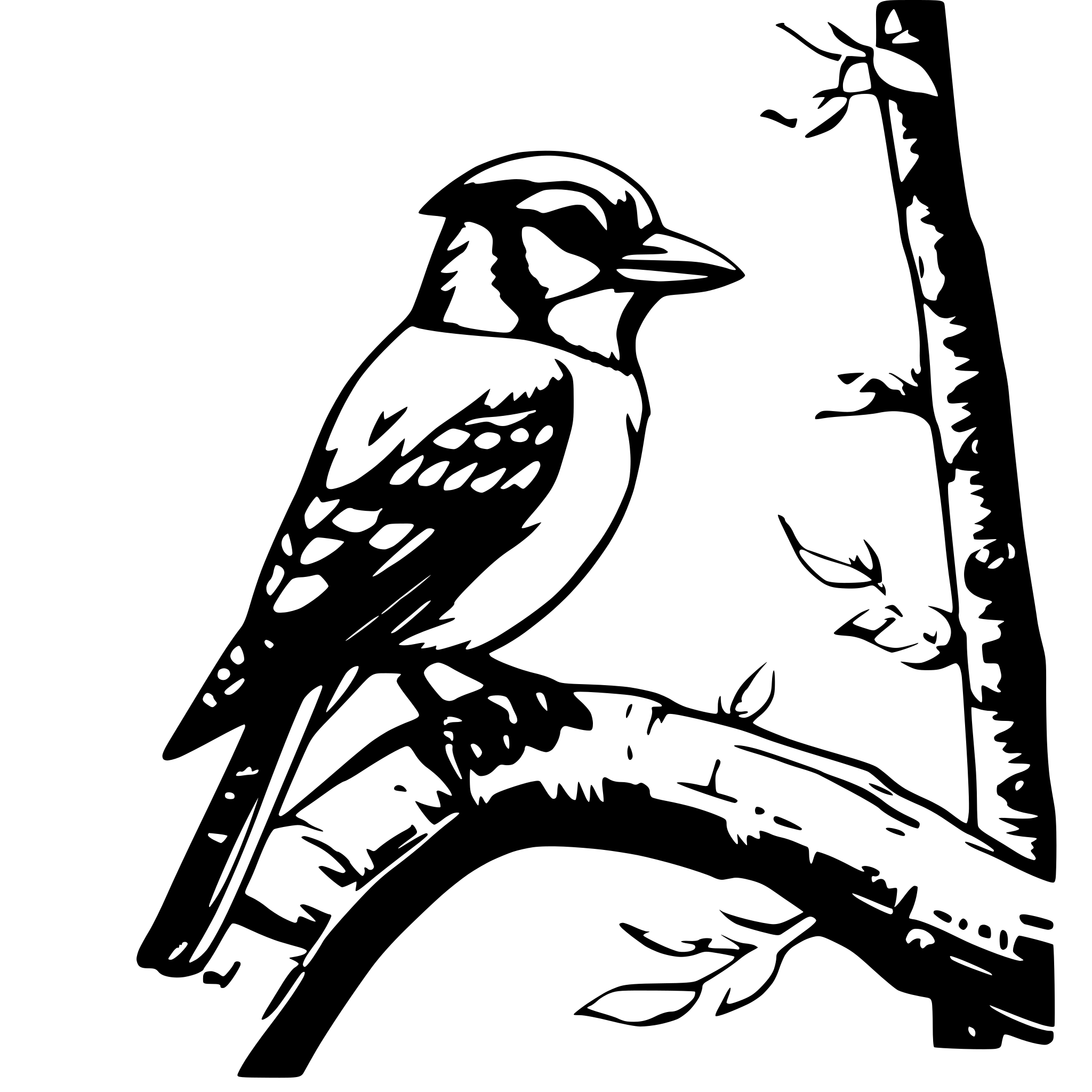 AI-generated SVG of a blue jay bird in a tree
