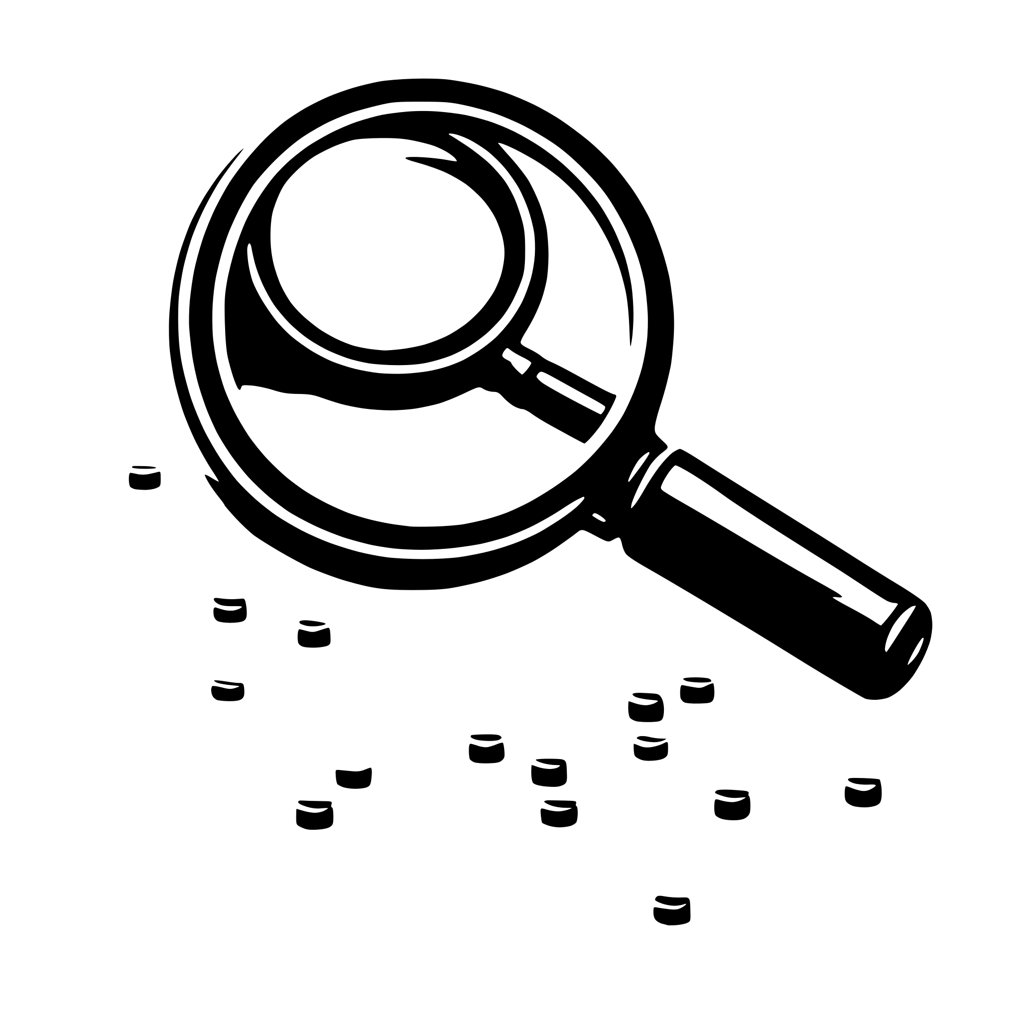 AI-generated SVG of a data nodes beeing inspected by a magnifying glass