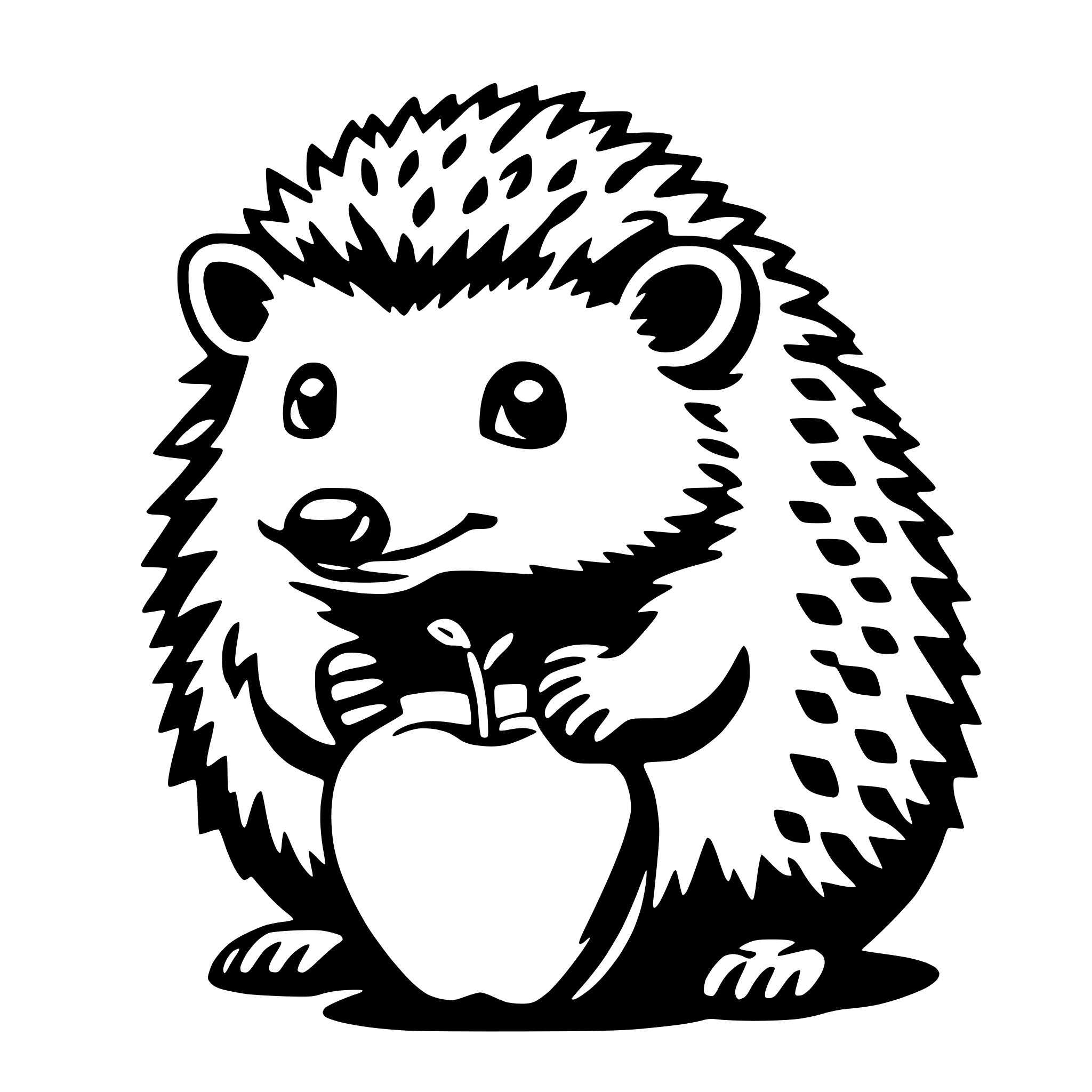 AI-generated SVG of a hedgehog with apple