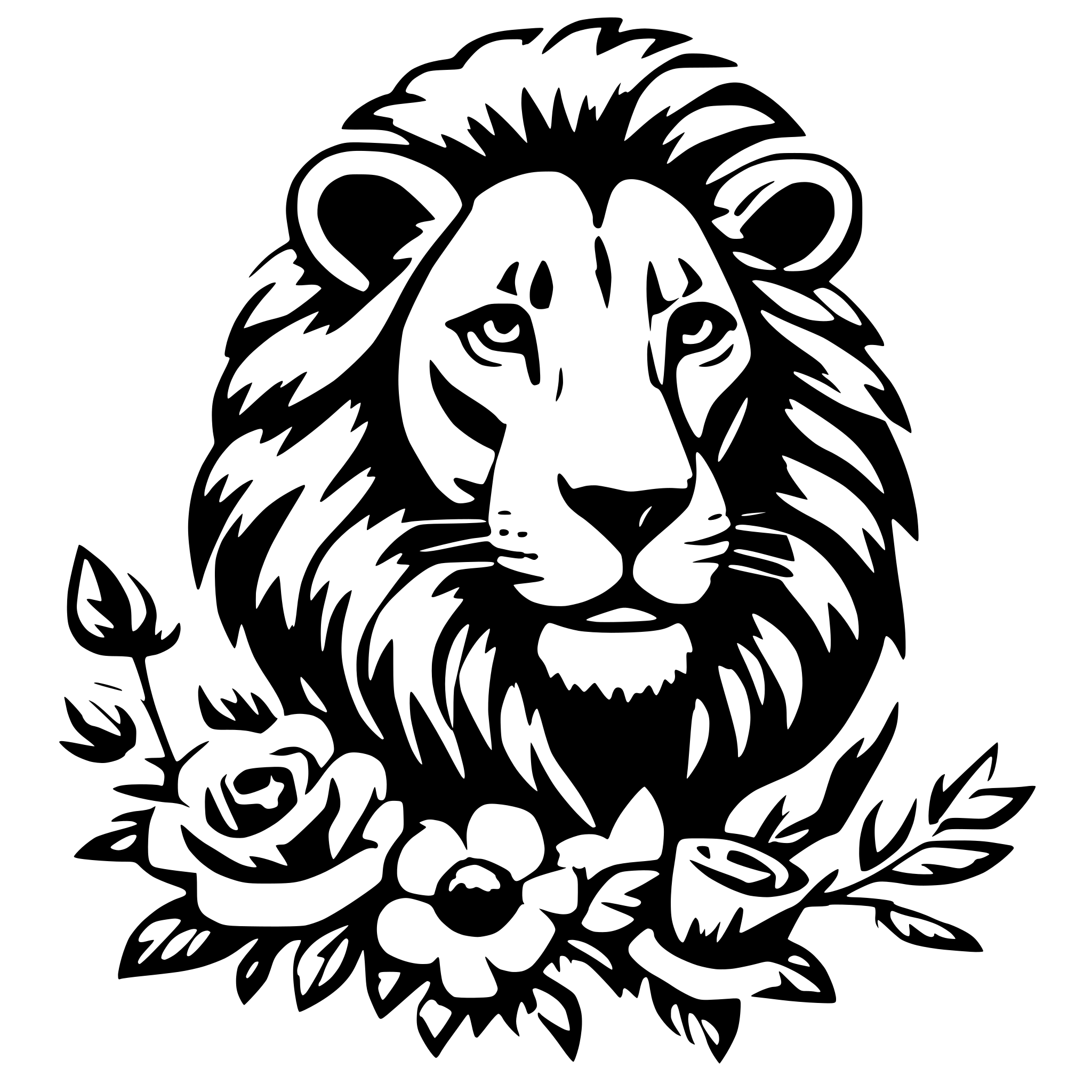 AI-generated SVG of 'lion with flowers'