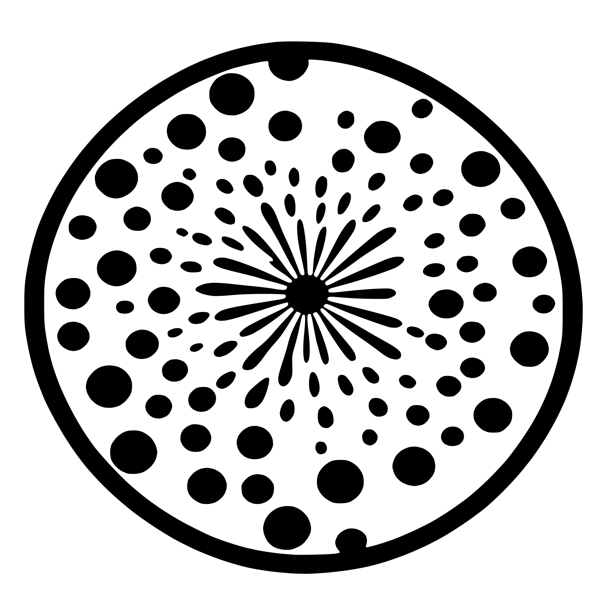 AI-generated SVG of 'small 8 circles sround a big circle gobo'