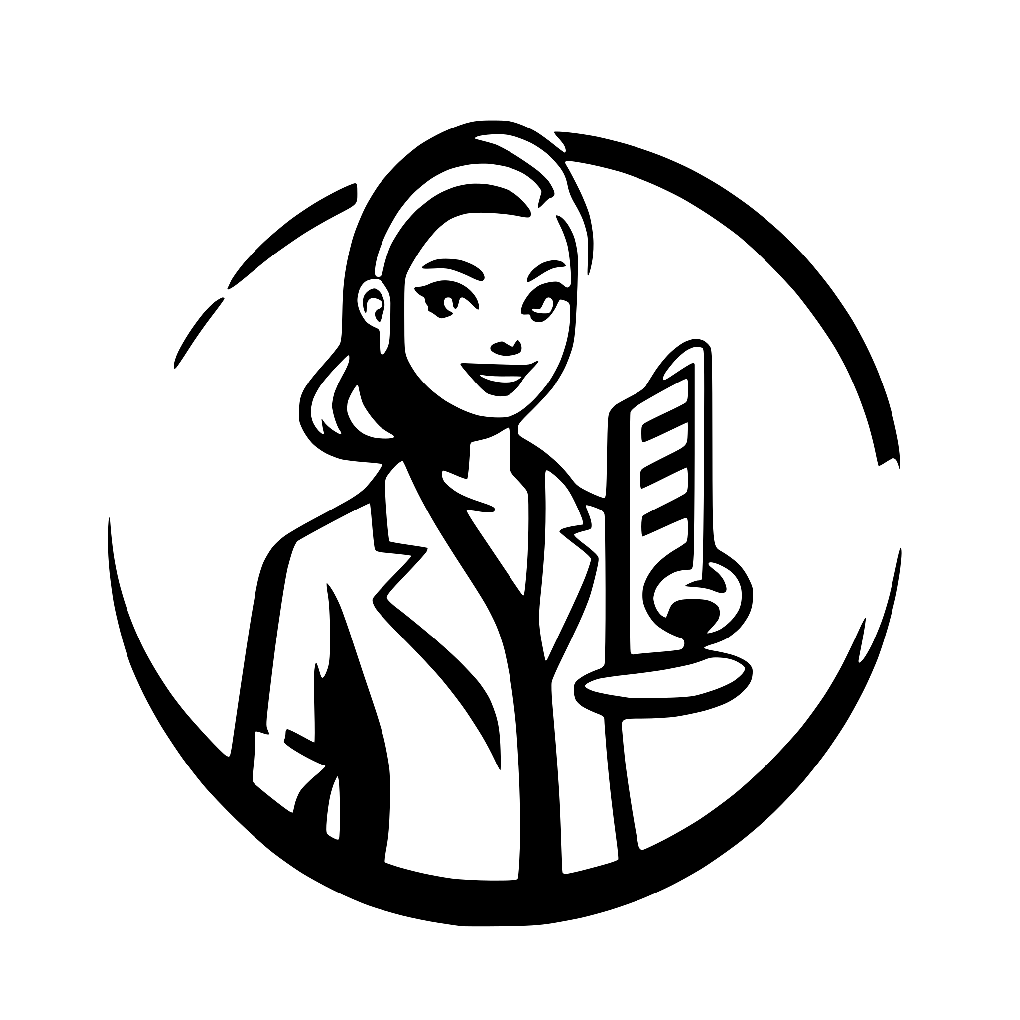 AI-generated SVG of a scientist with a music note