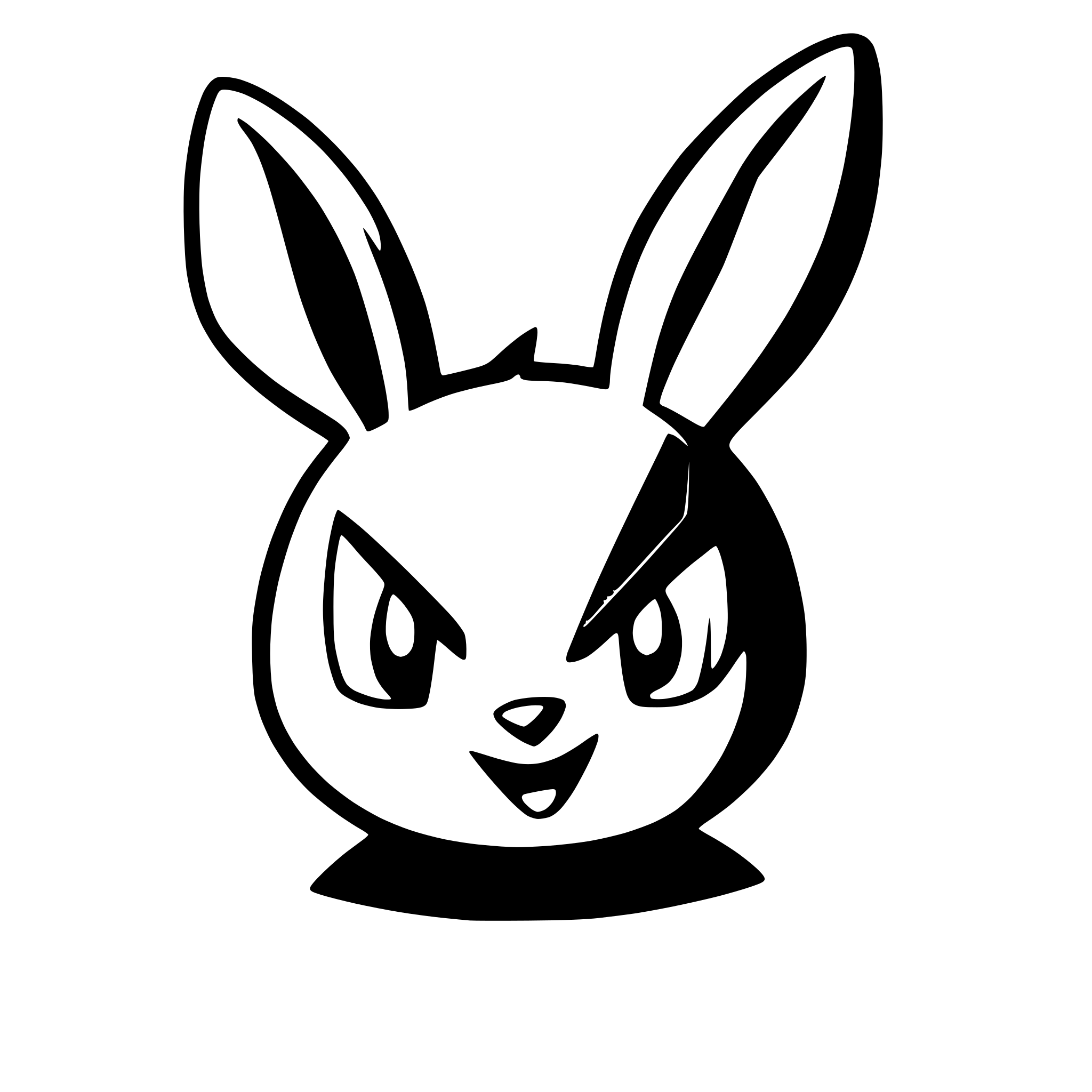 AI-generated SVG of 'angry cartoon rabbit head black'