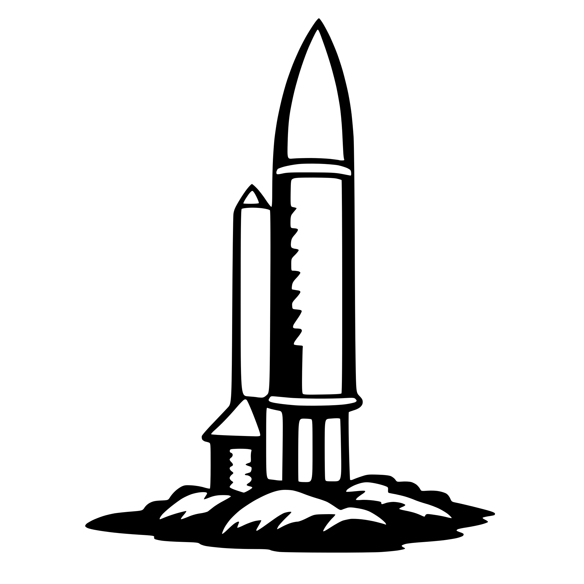 The SVG depicts a stylized rocket with a smaller rocket on top, both sitting on a launchpad. The rockets are designed with a simple, cartoon-like aesthetic, featuring a pointed nose cone, fins, and a base that suggests a launchpad. The rockets are not detailed with any additional elements or textures. The SVG is a vector graphic, which means it is scalable and can be resized without losing quality. The rockets are the main objects in the SVG, and there is no interaction between them; they are stationary and appear to be ready for launch. 