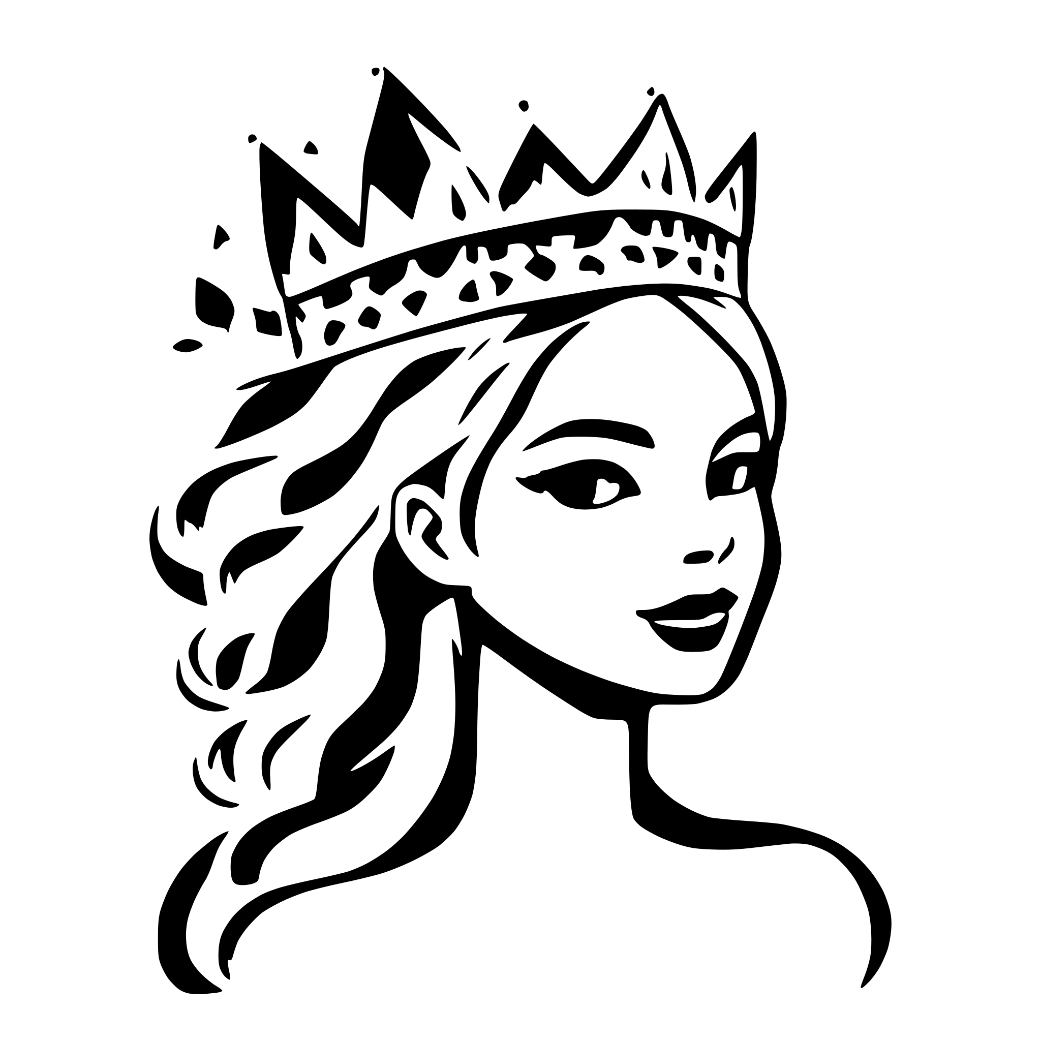 AI-generated SVG of a A woman silouette with a crown