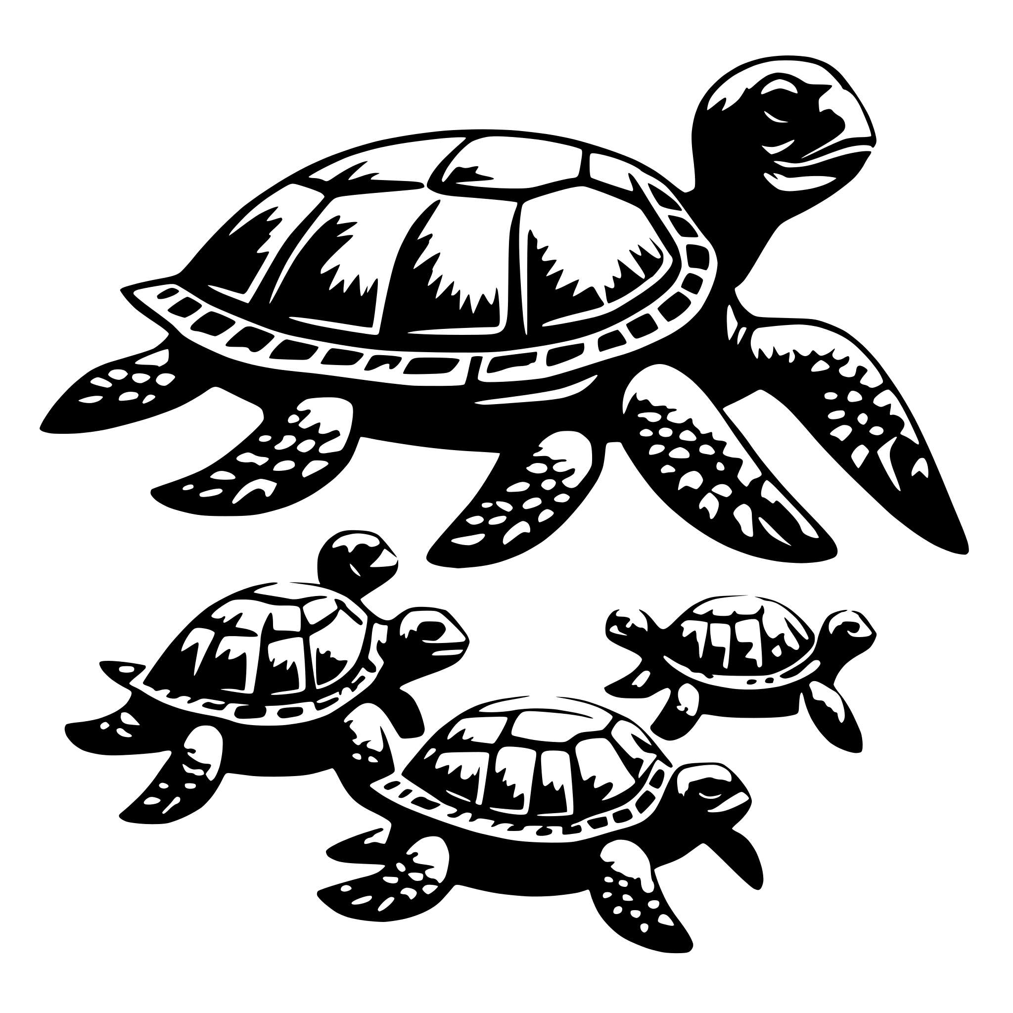 AI-generated SVG of 'sea turtle with babies'
