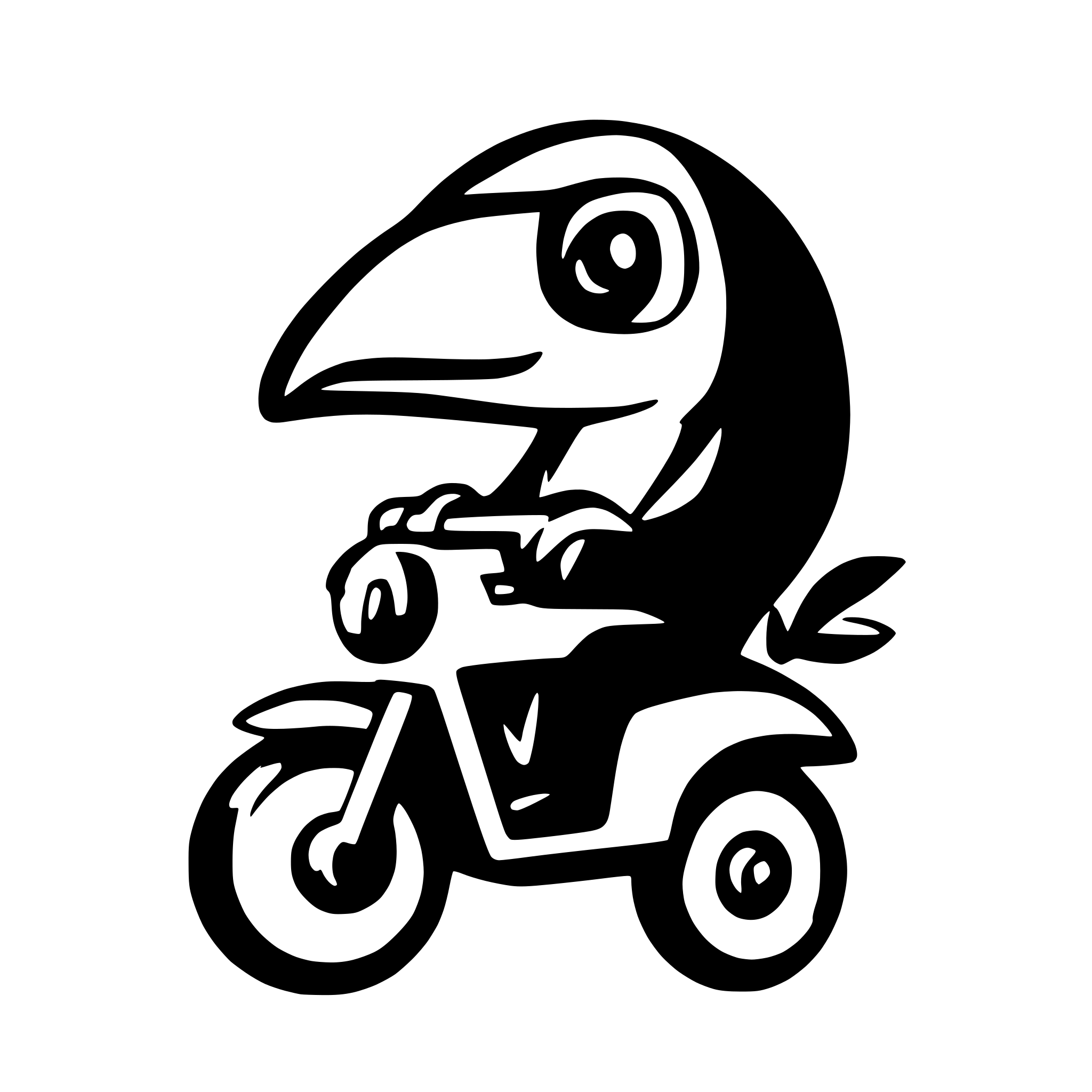 AI-generated SVG of a toucan riding a motorbike